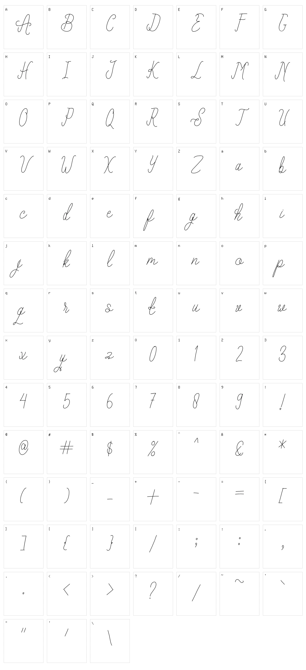 Forthcoming Character Set