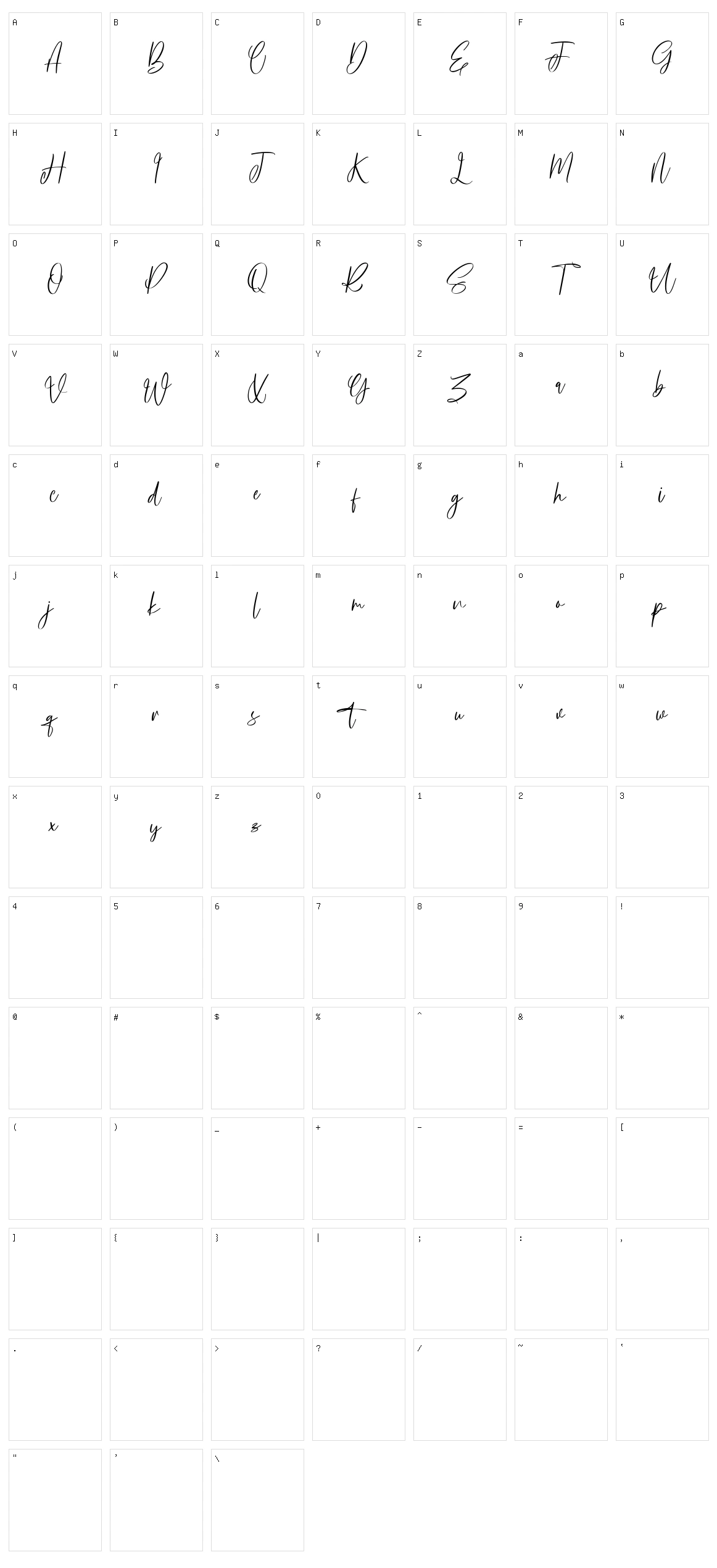 Fortunelimes Character Set