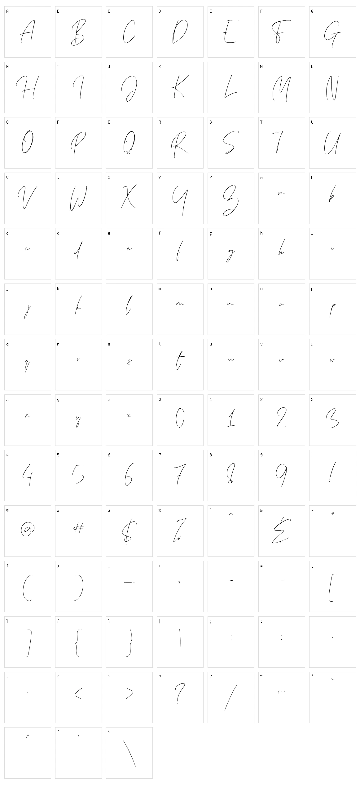 Frank Signature Character Set