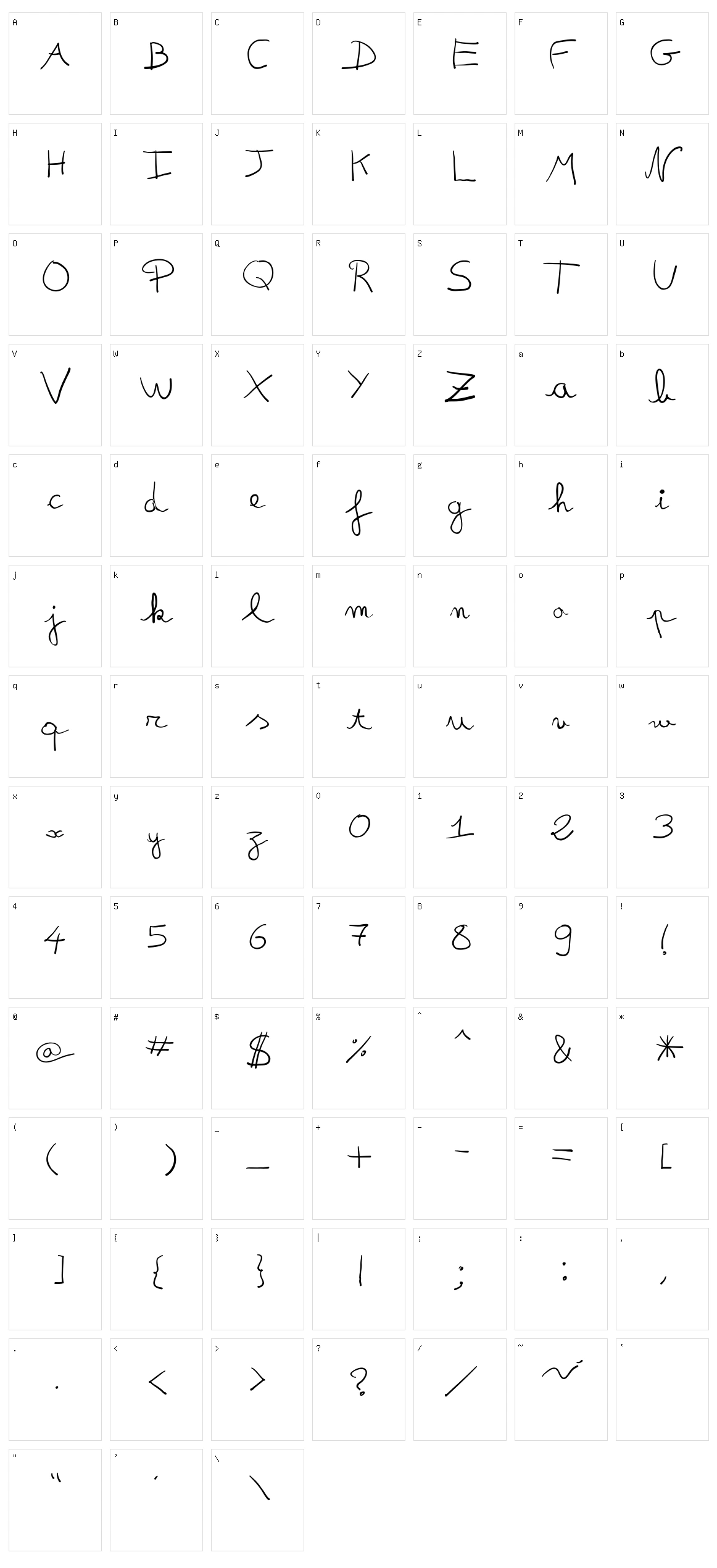 Fredo Manuscrite Character Set