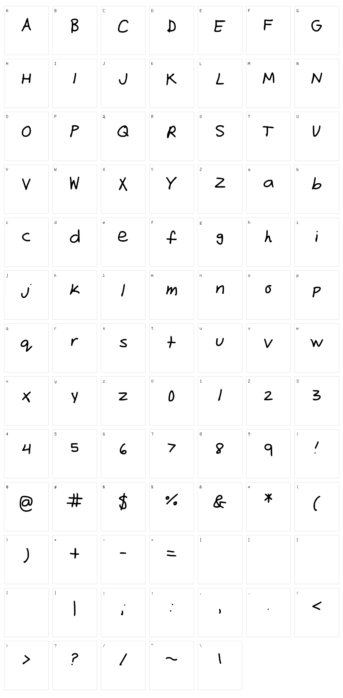 Freehand Character Set