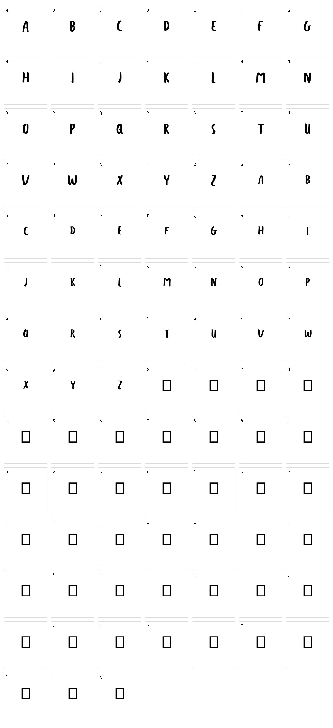 Freetape Character Set