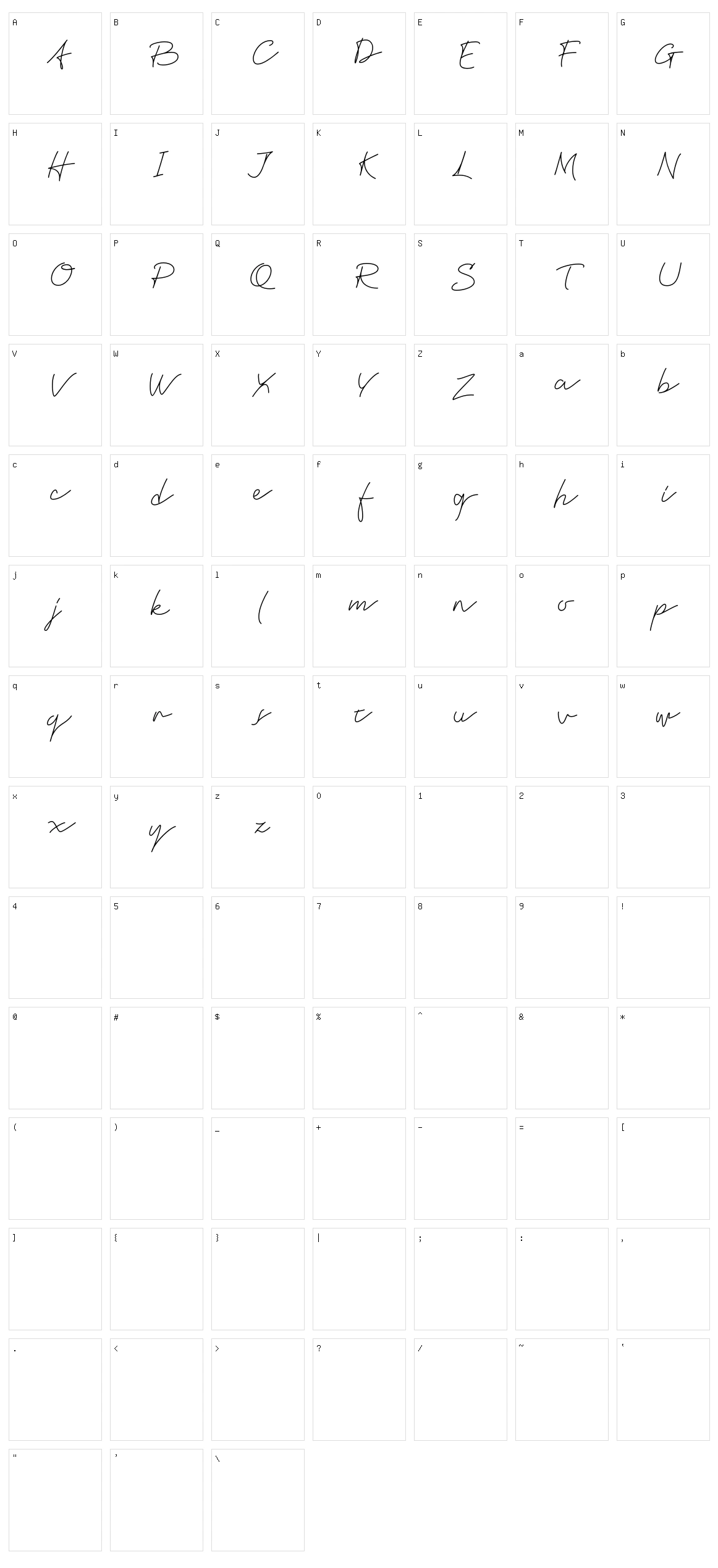 Frisha Signature Character Set