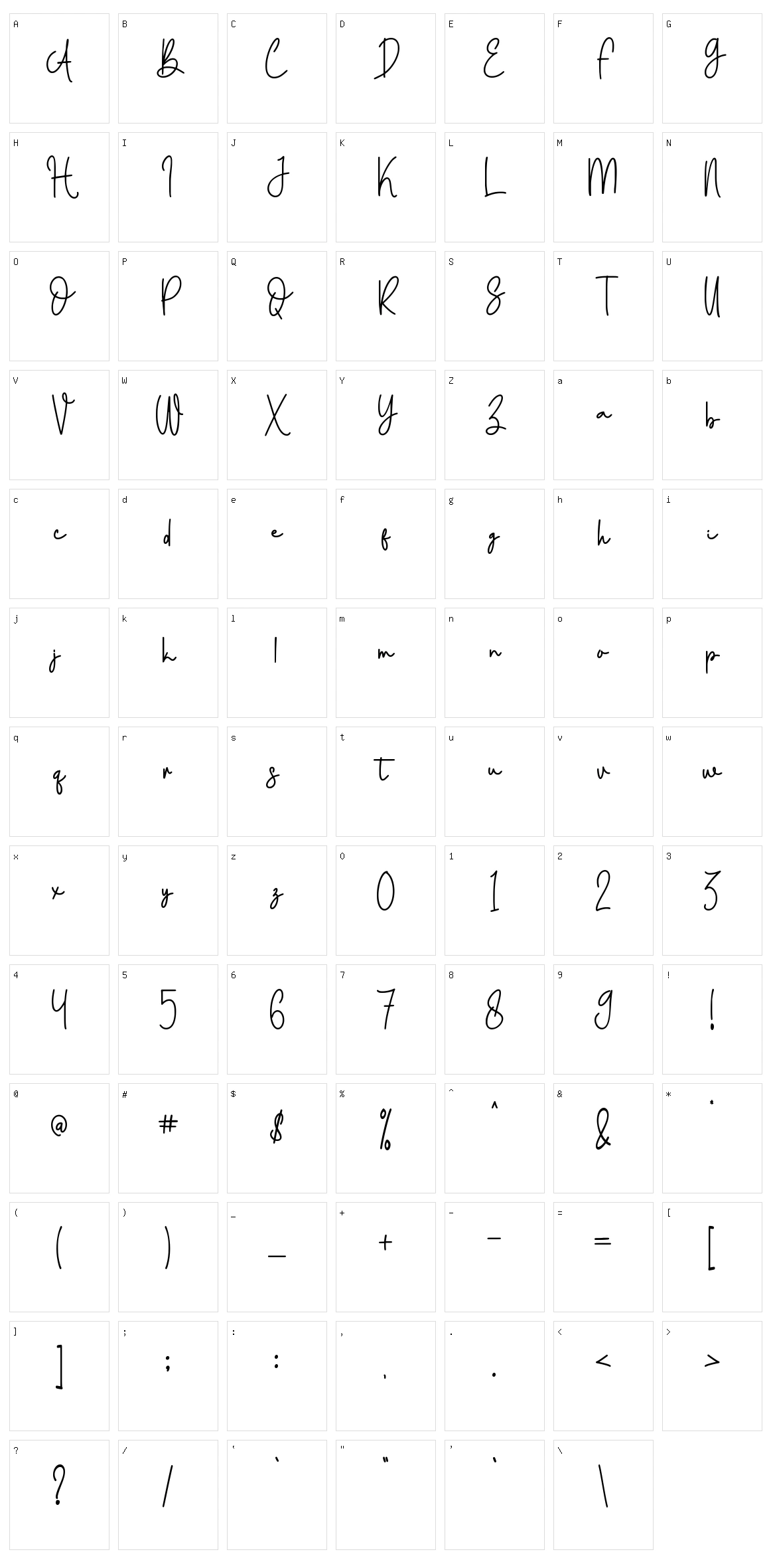 Fubrica Character Set