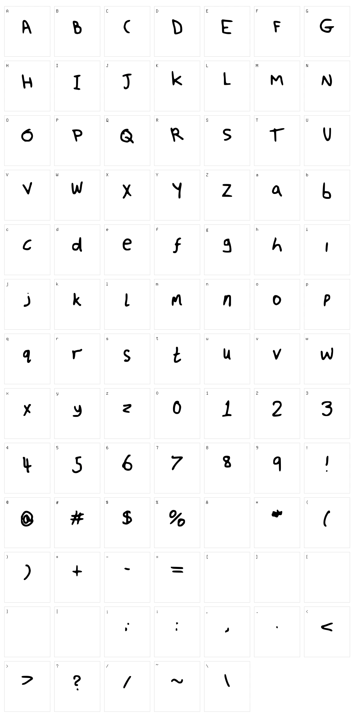 Fuzzy Font Character Set