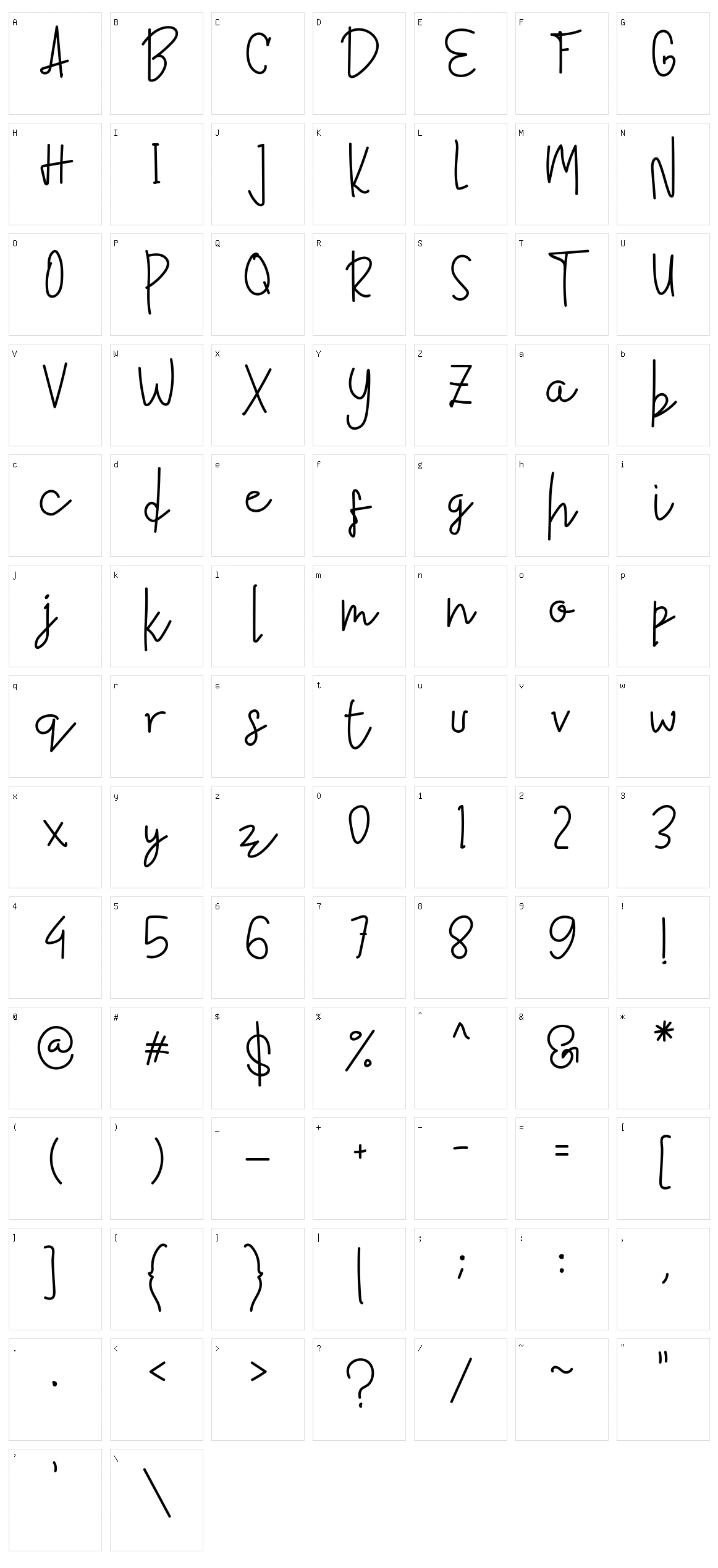 Galvendish Character Set