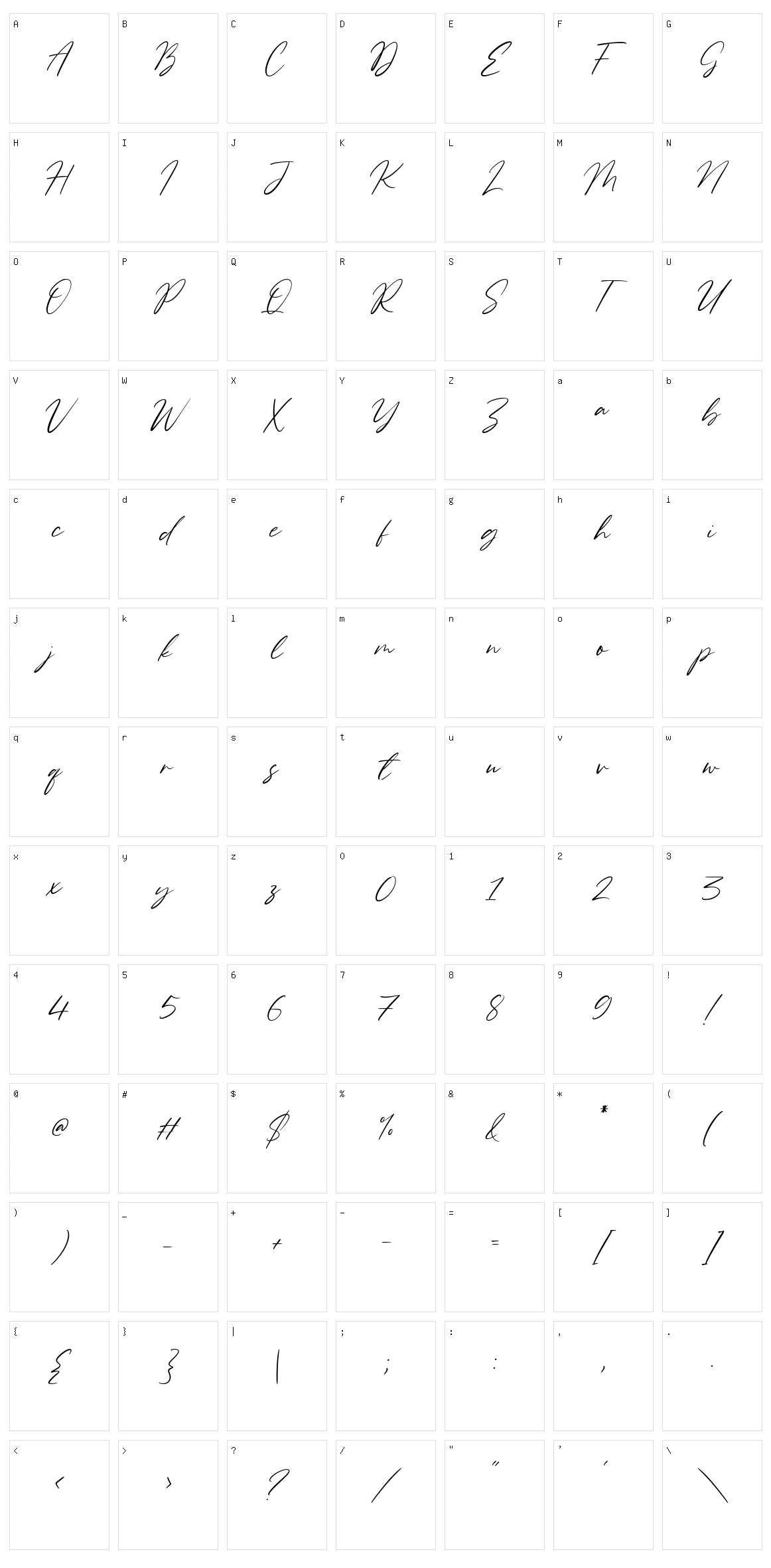 Gardenisa Character Set