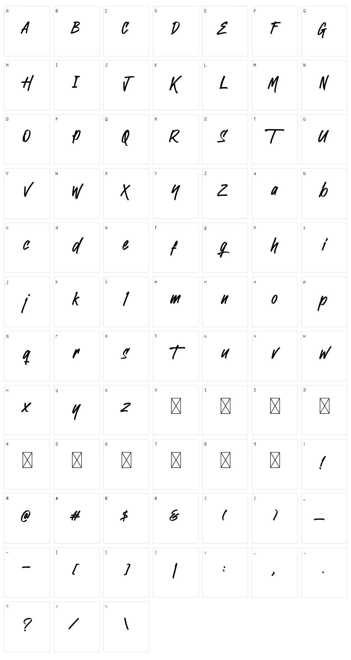 Garsimon Marker Character Set