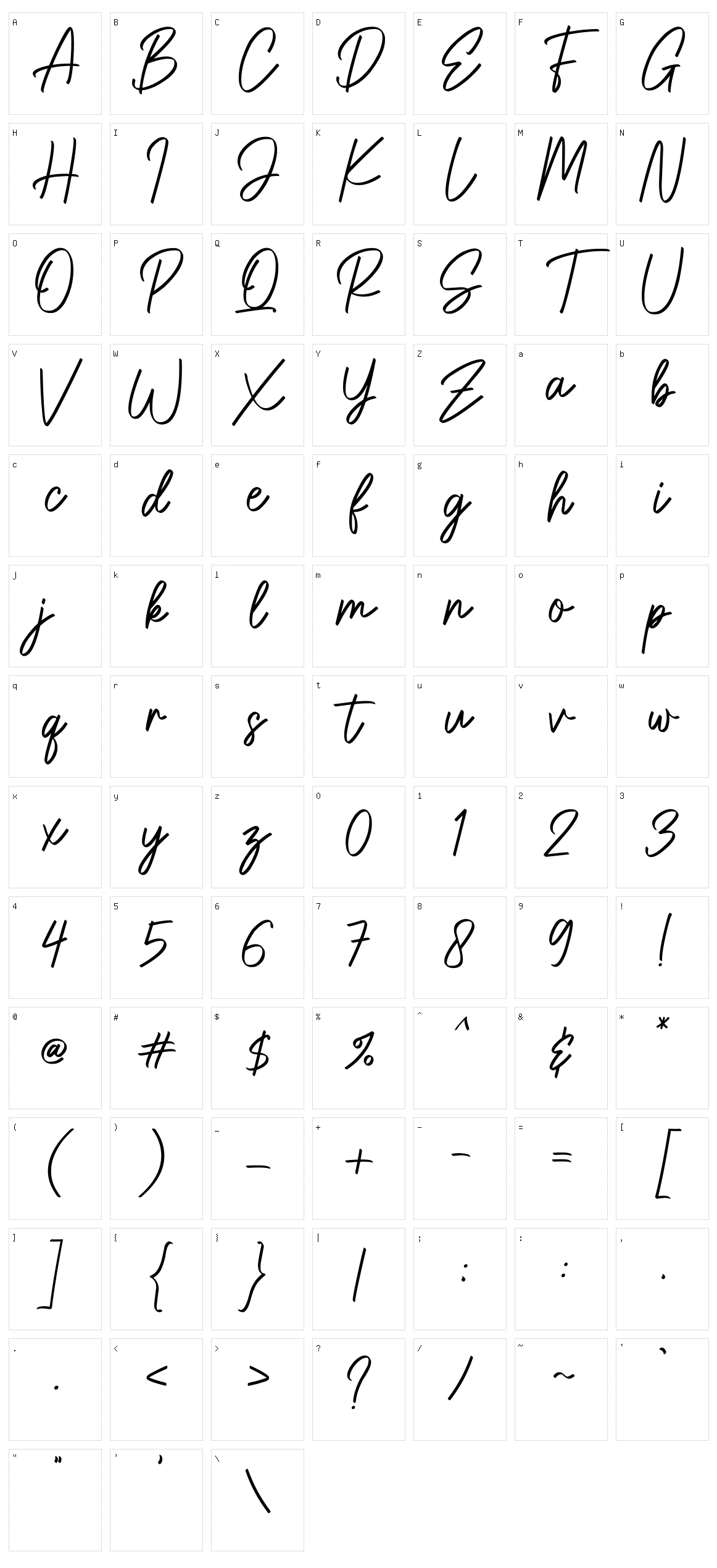 Gatteway Signature Character Set