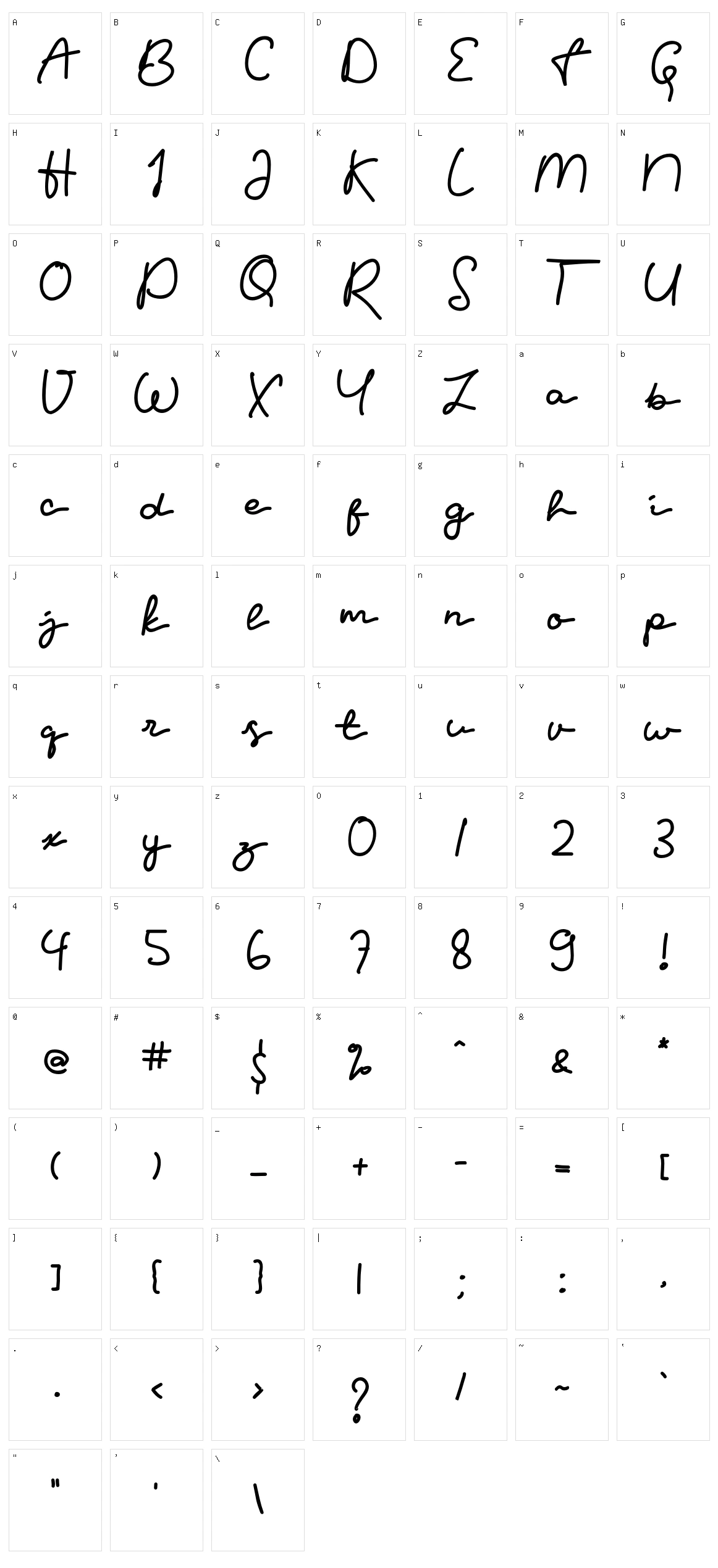 Gedabol Character Set