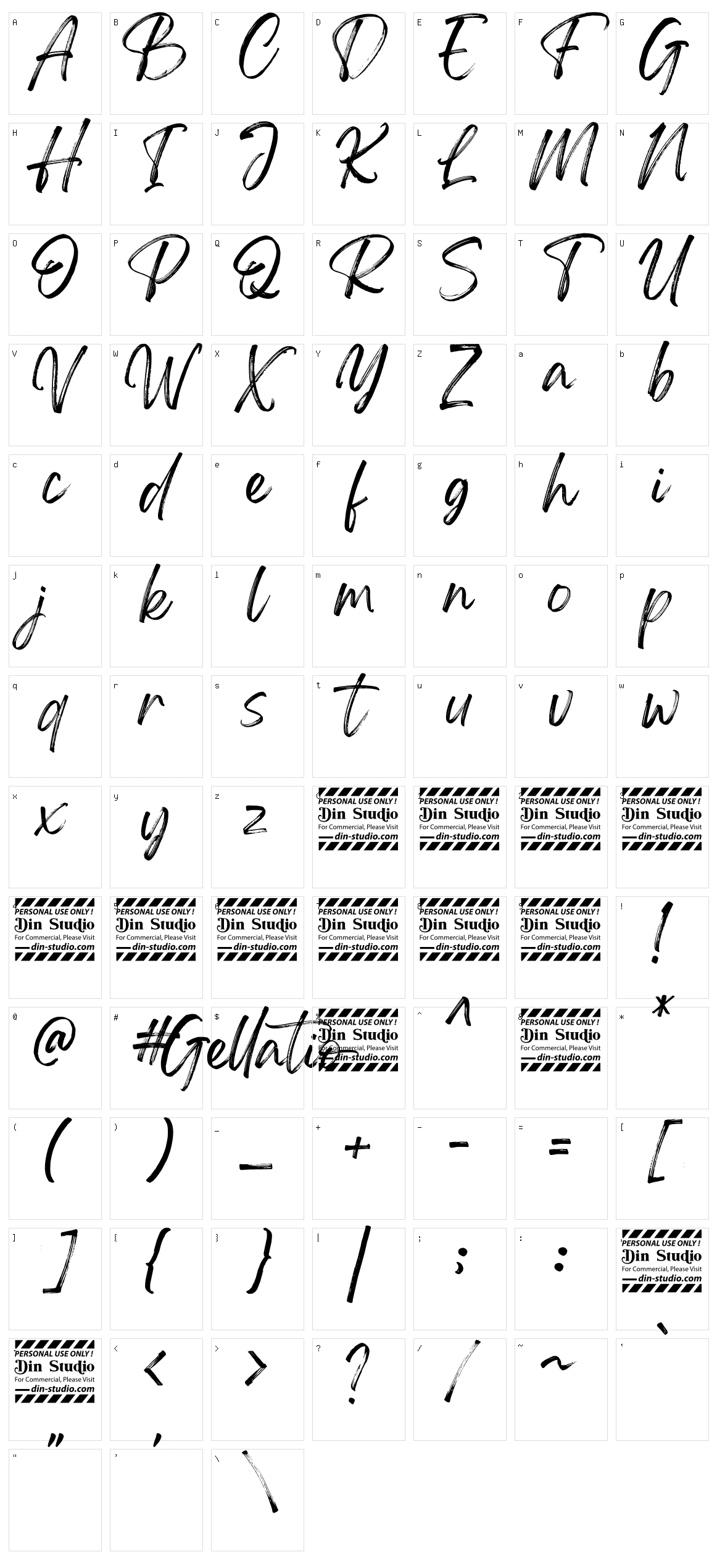 Gellatio Character Set