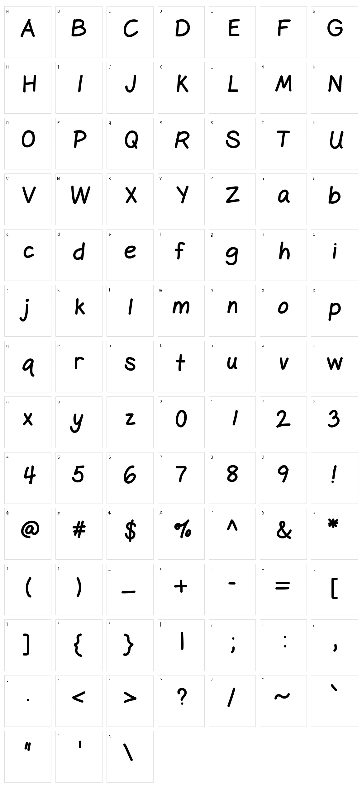 GelPen Character Set