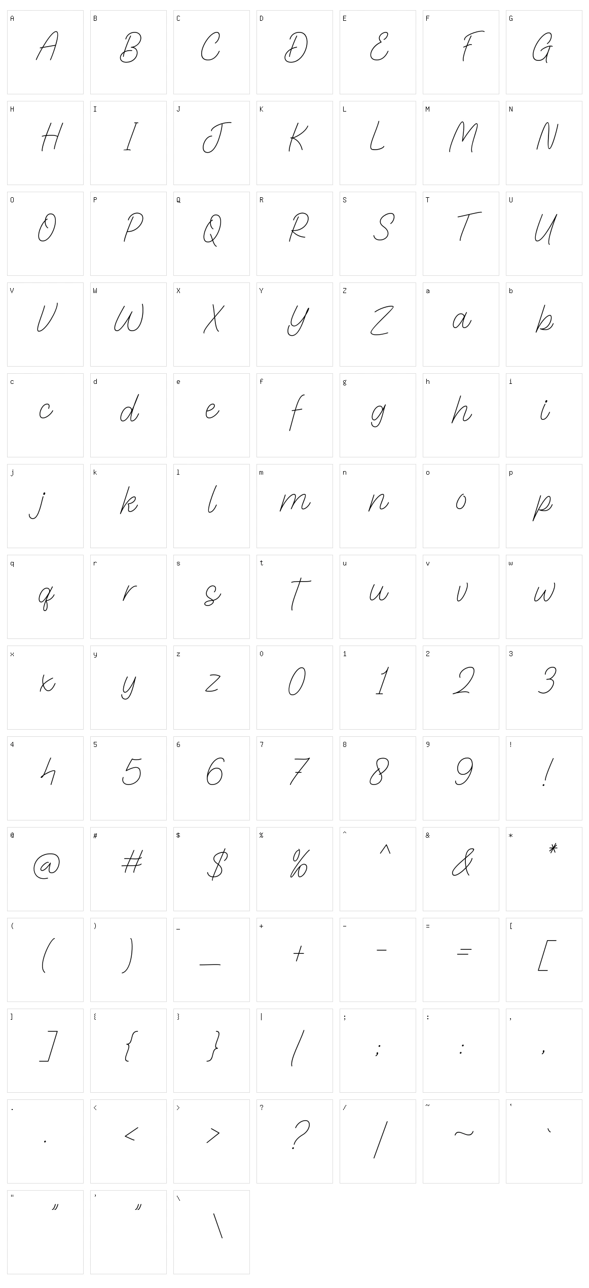 Gentle Signature Character Set