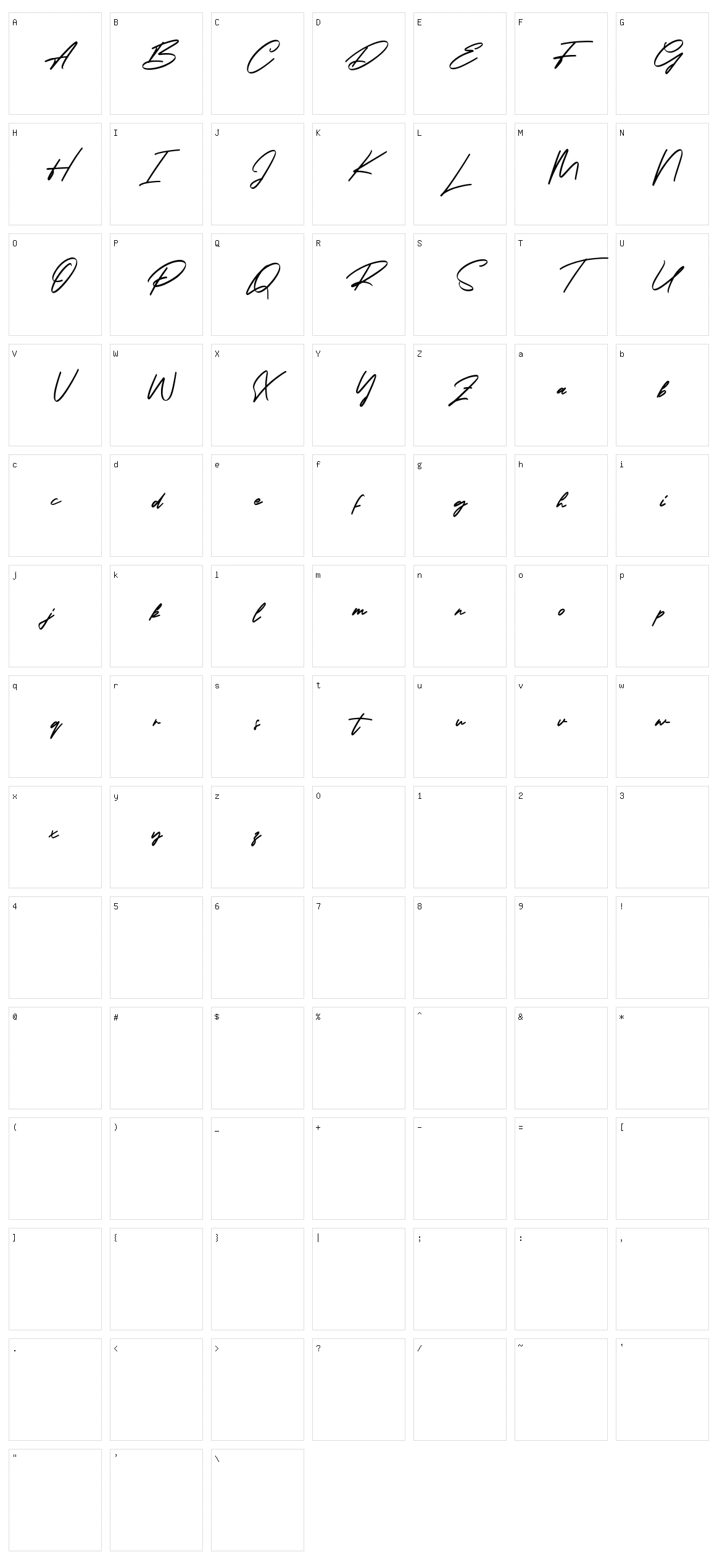 Georgiess Signature Character Set