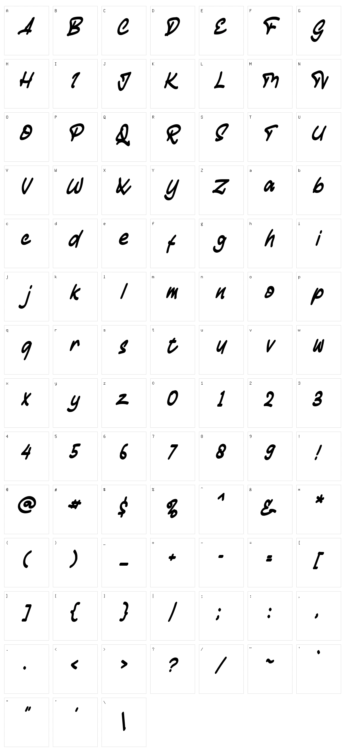 Gheamarker Character Set