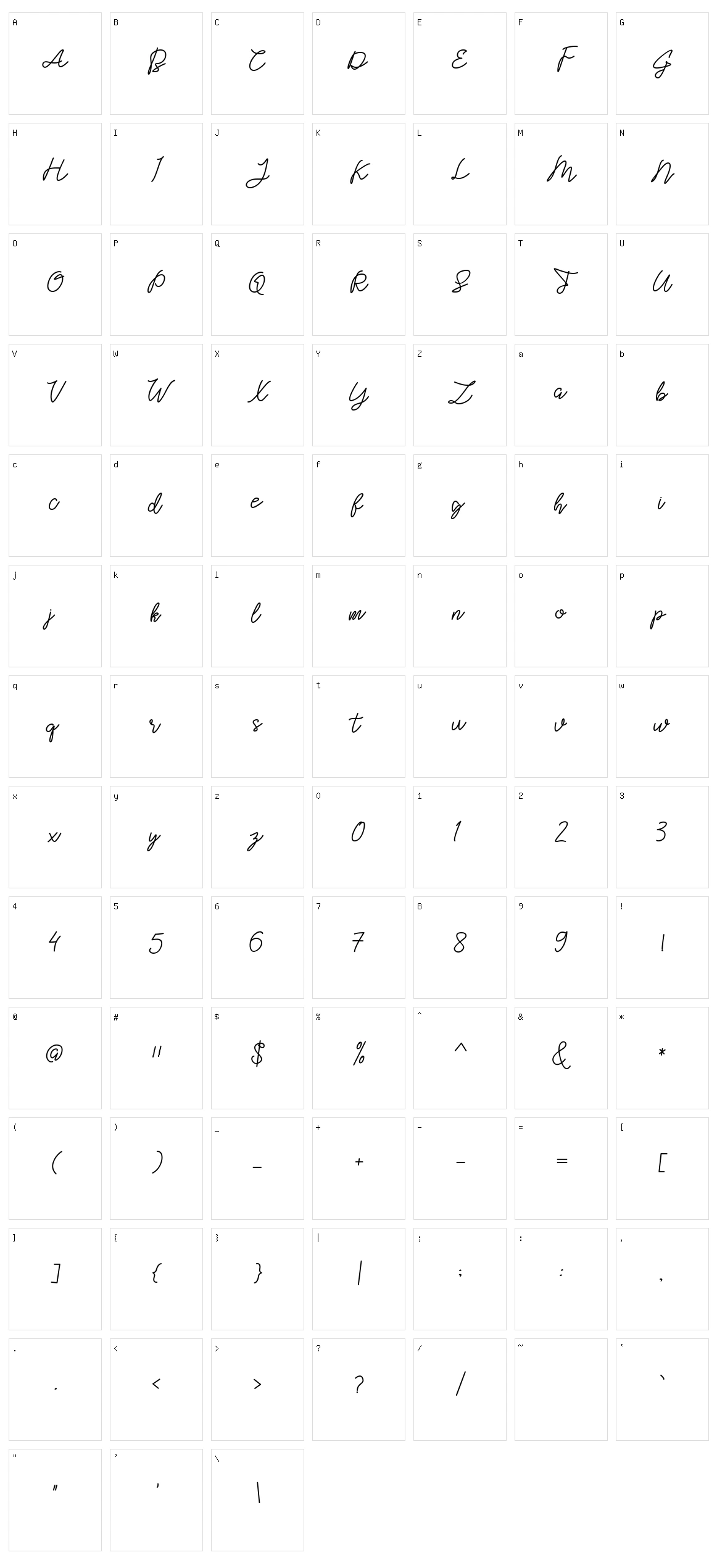 Ghicella Character Set