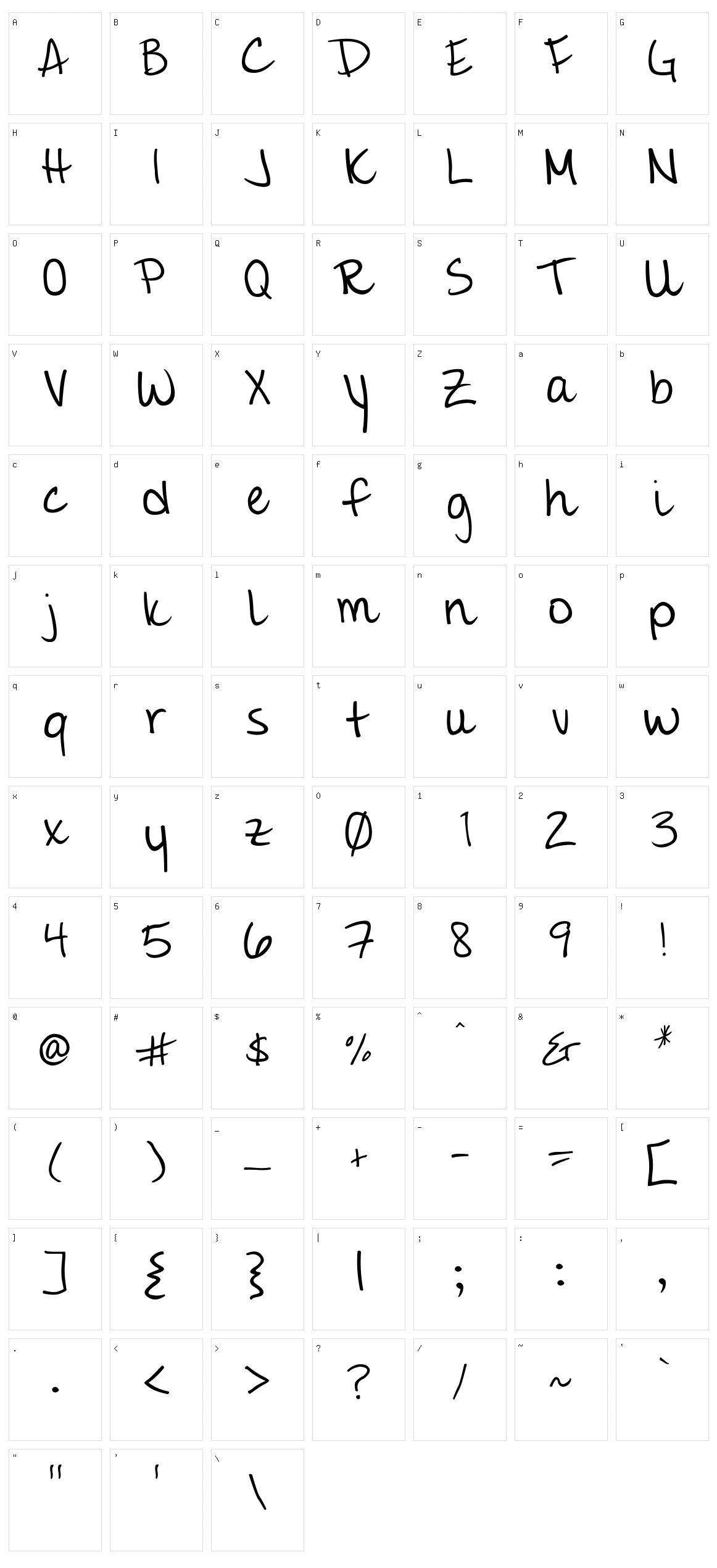 Giddehand Character Set