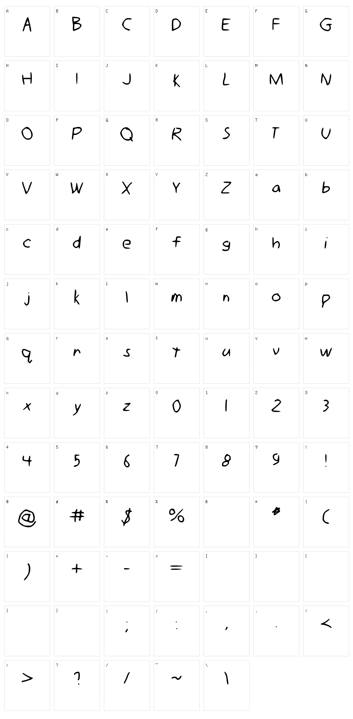 Gimp Mousewriting Character Set