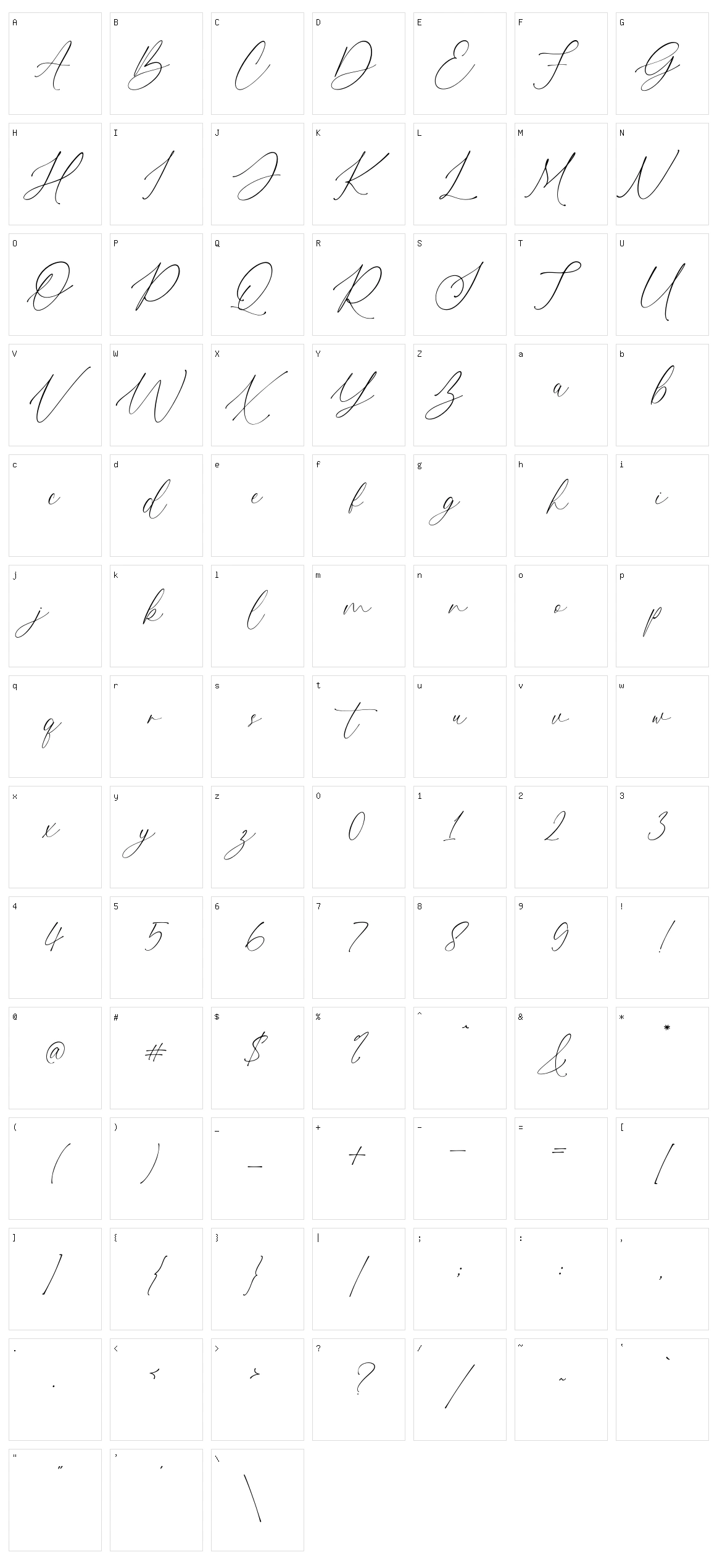 Gisella Character Set