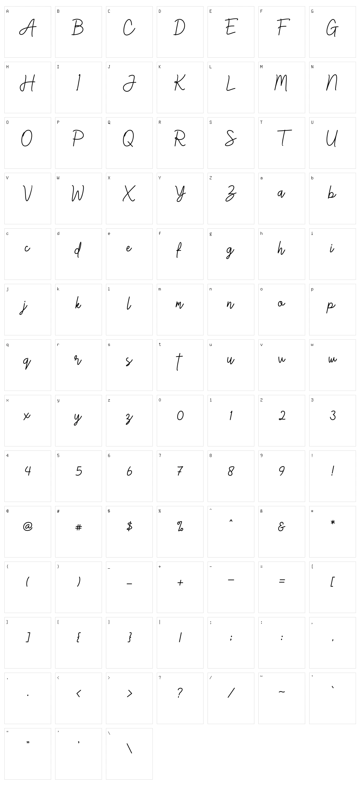 Gittany Signature Character Set