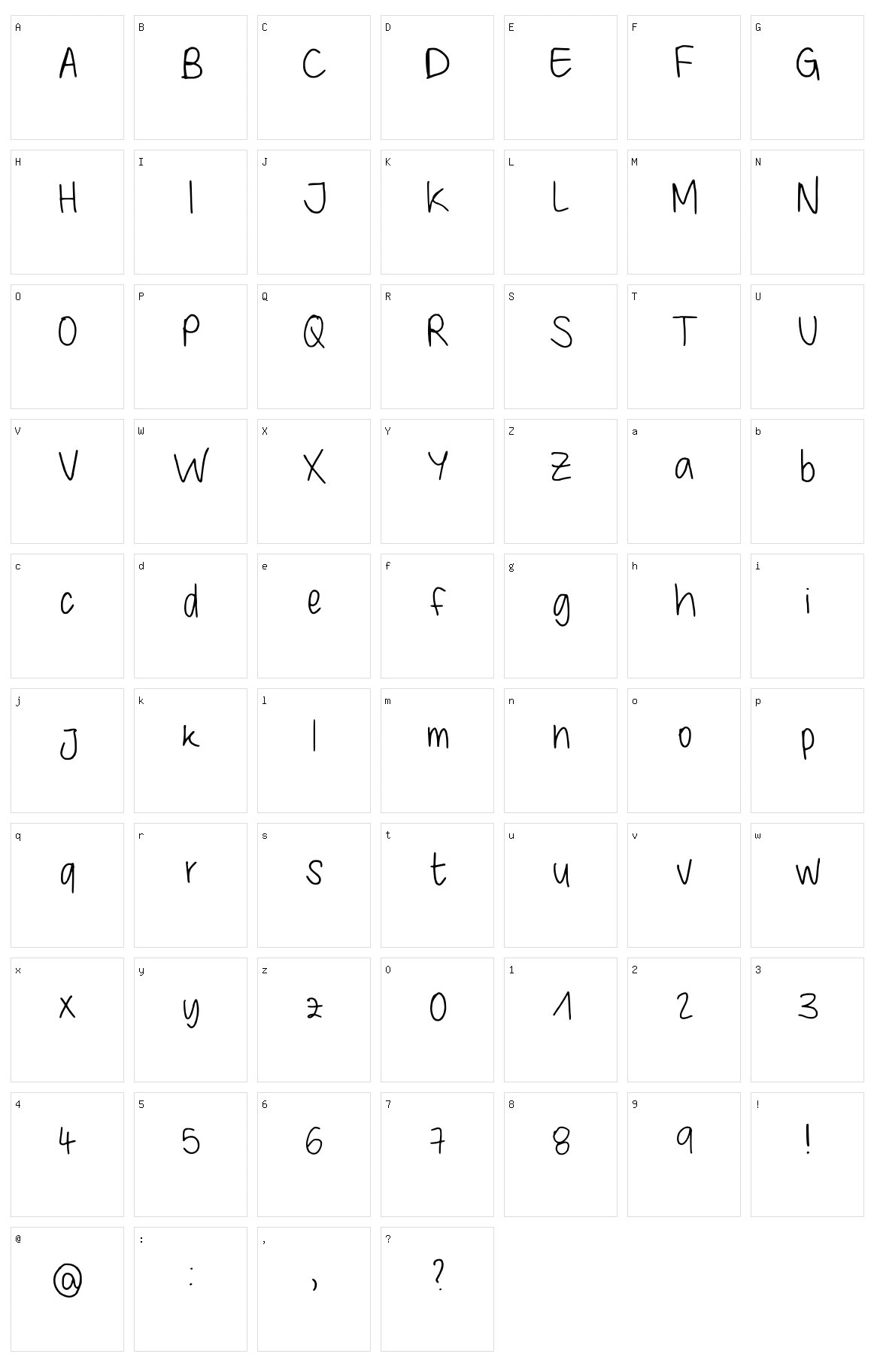 Giulys Handwriting Character Set