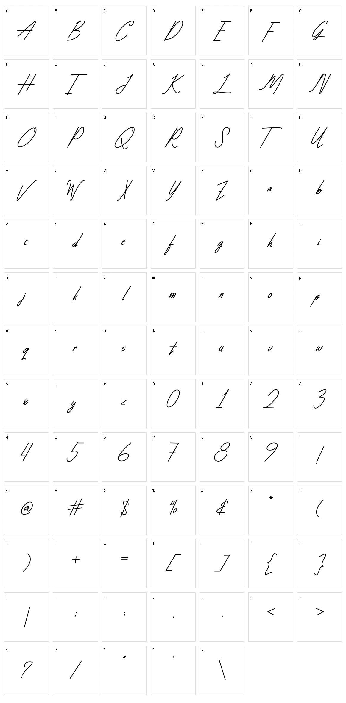 Gladys Character Set
