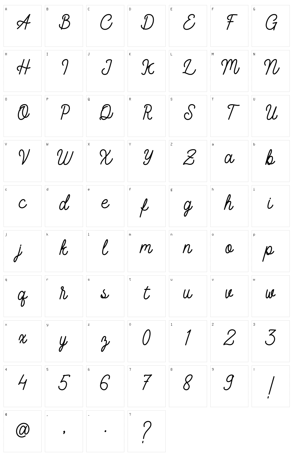 Glafitas Character Set