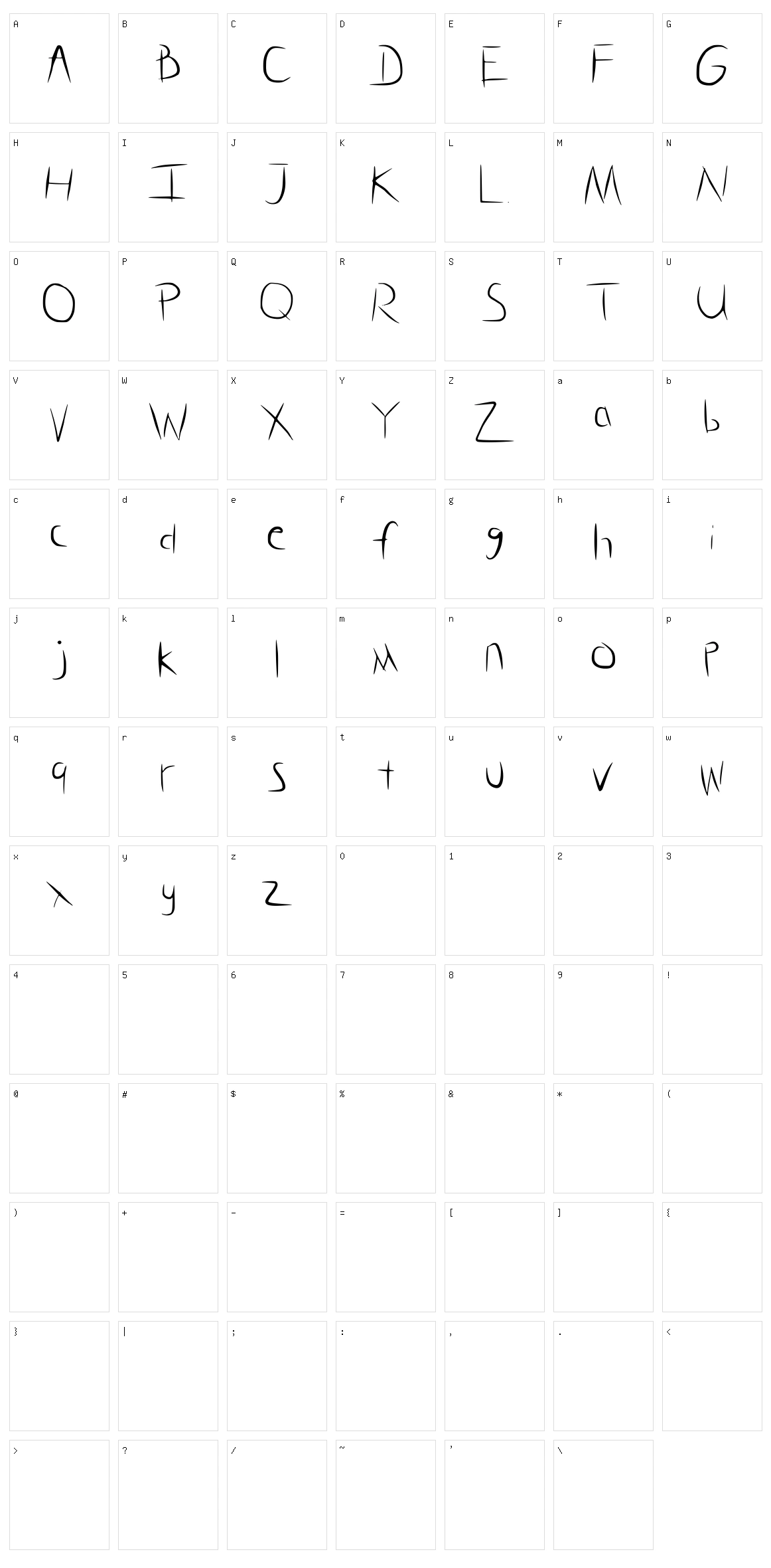 Glass Hand Character Set