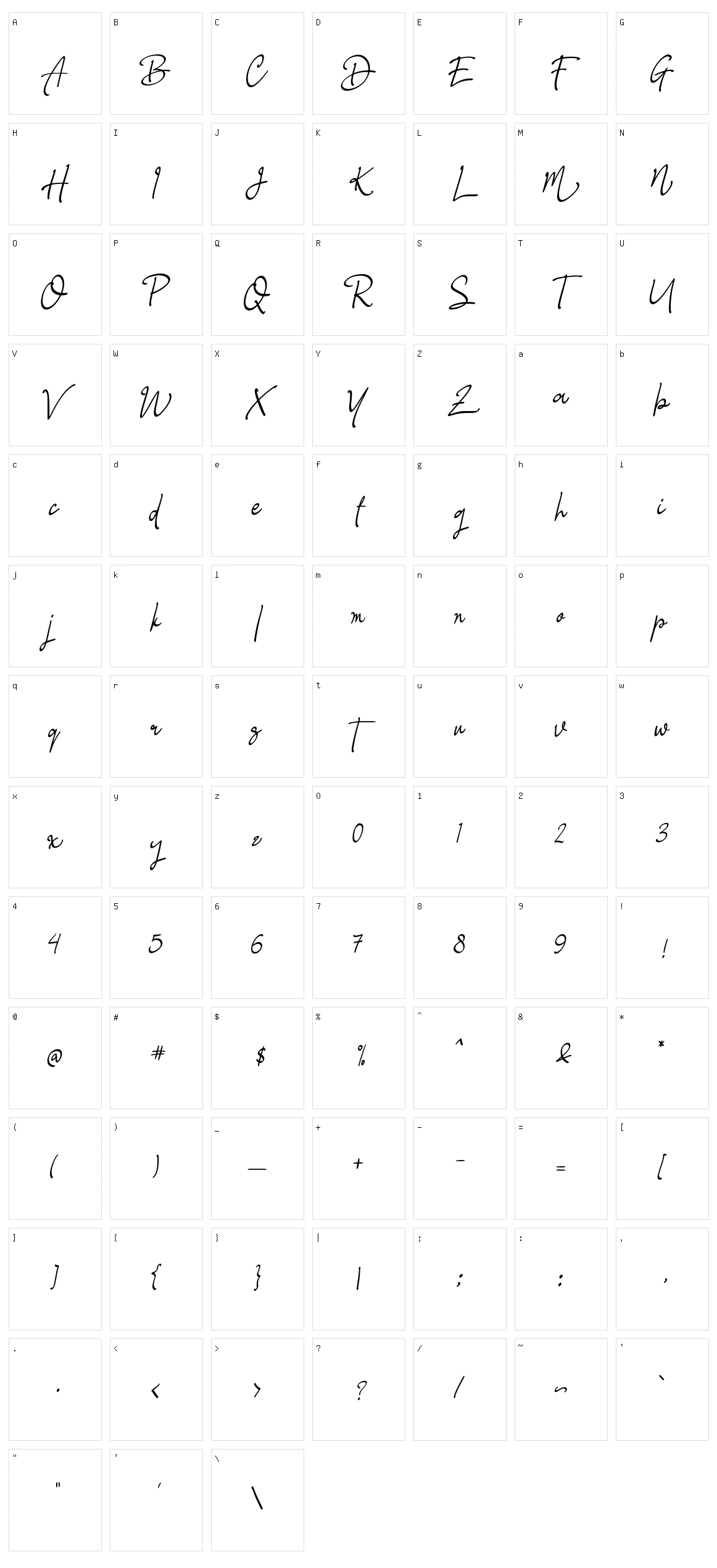 Glastia Monoline Character Set