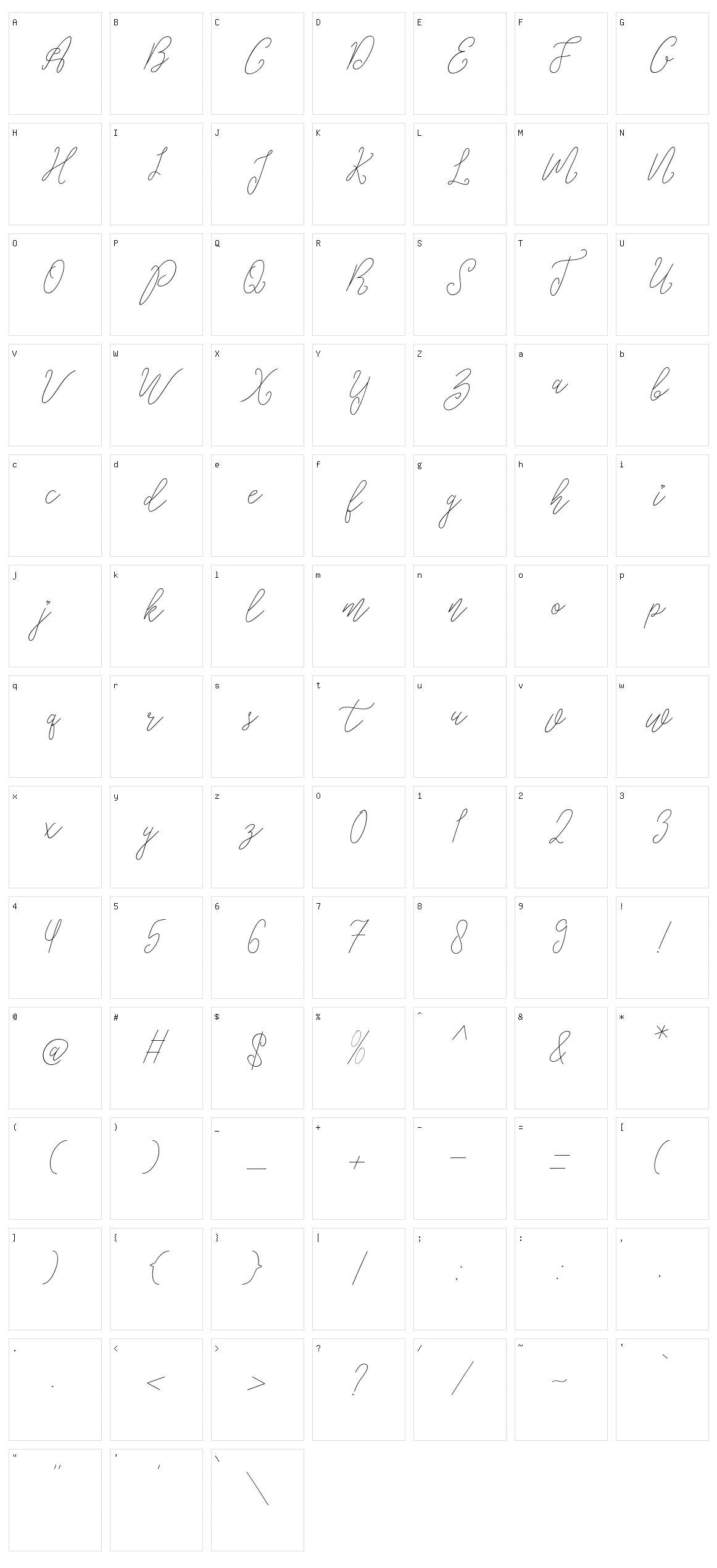 Glaudiana Character Set
