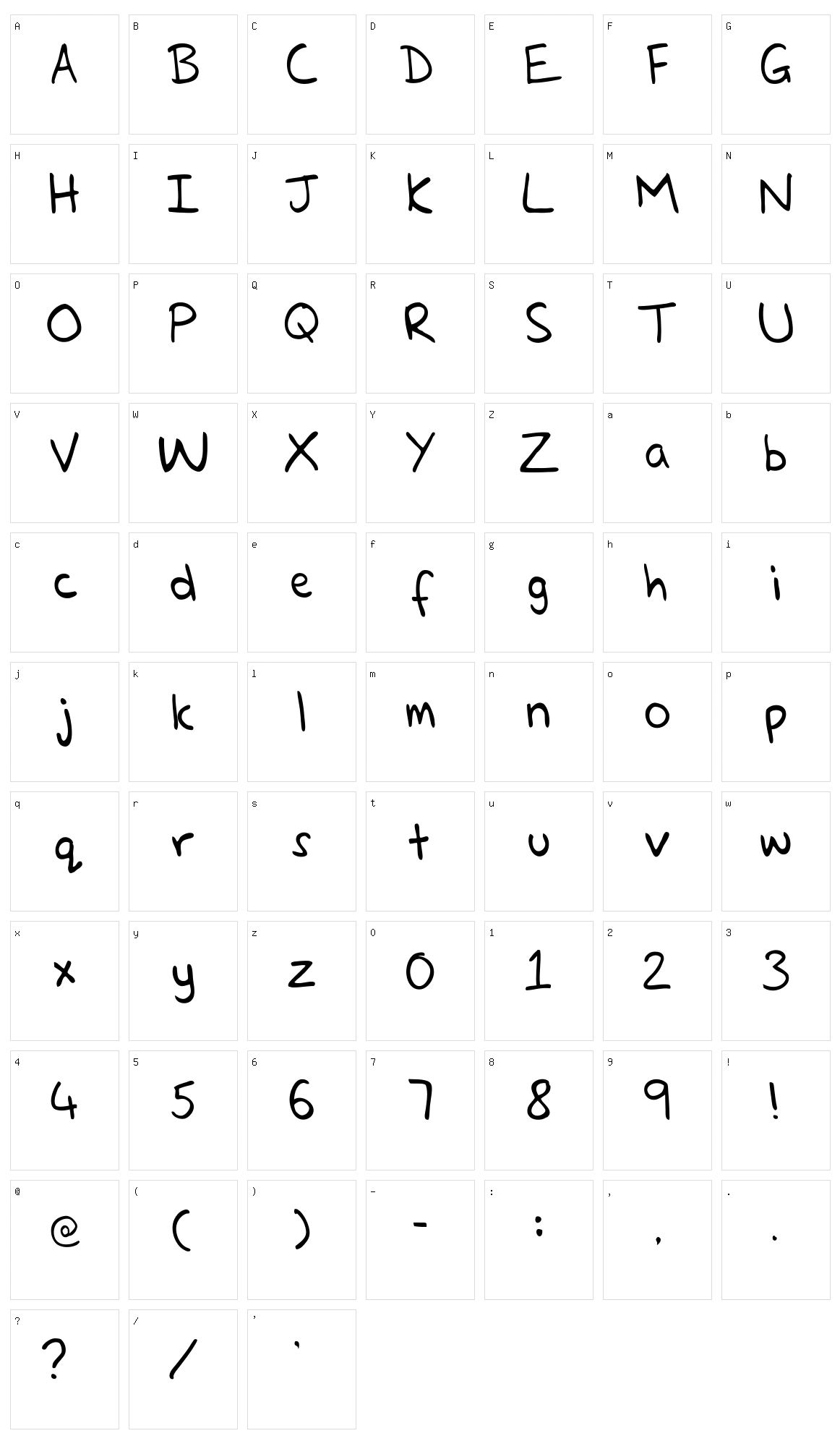 Glenns Hand Character Set