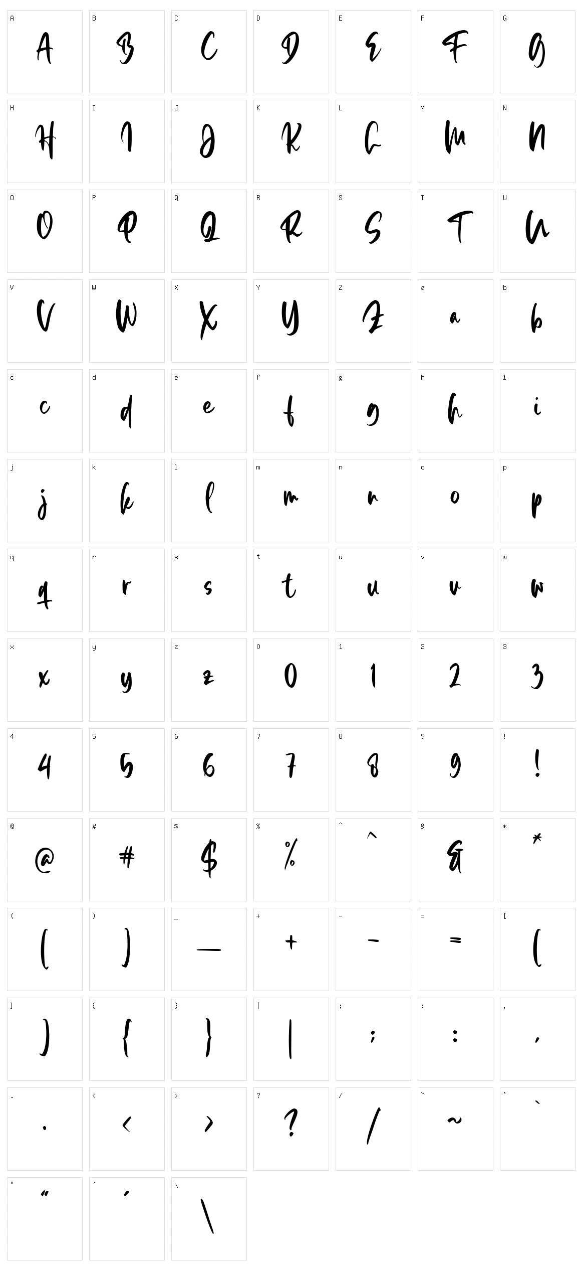 Glibwood Anthem Character Set