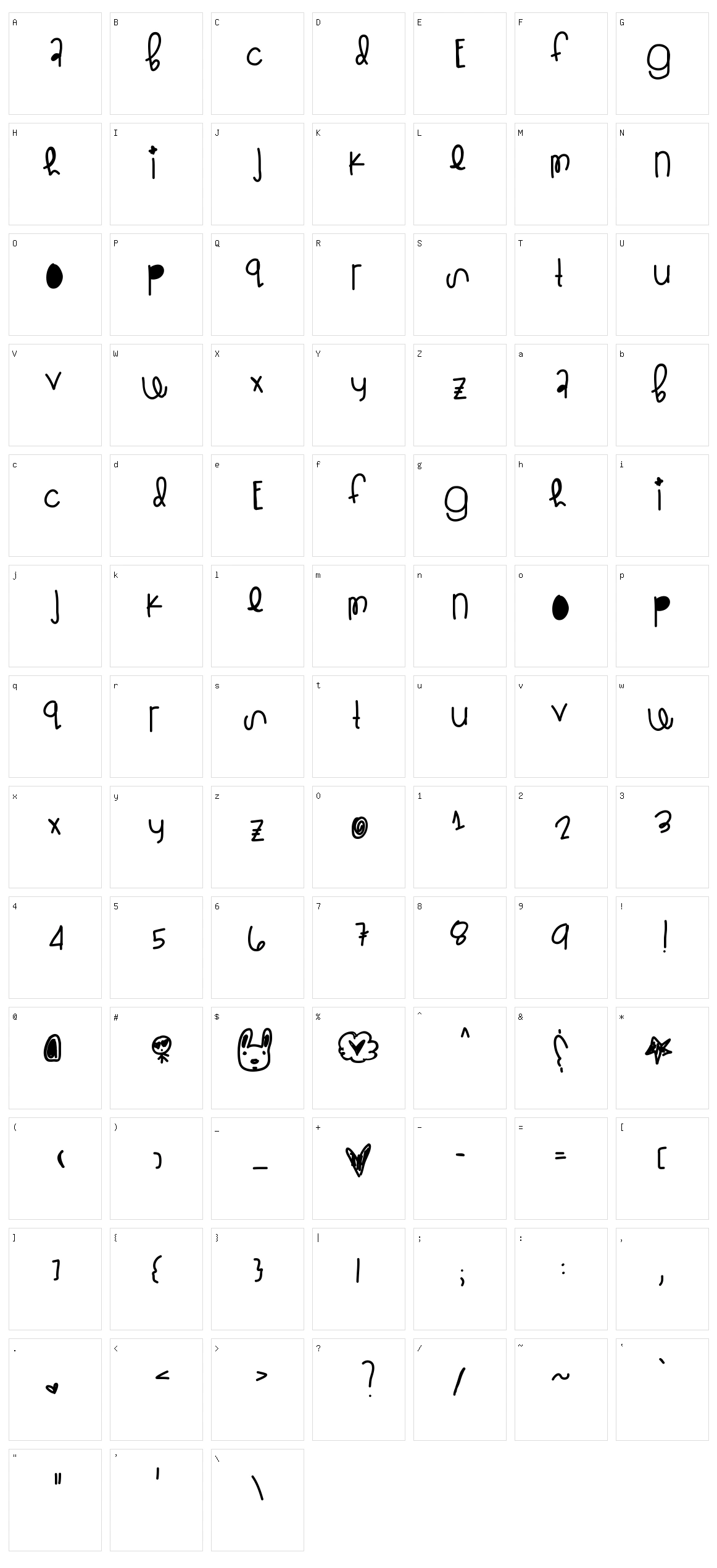 Glitzstick Character Set