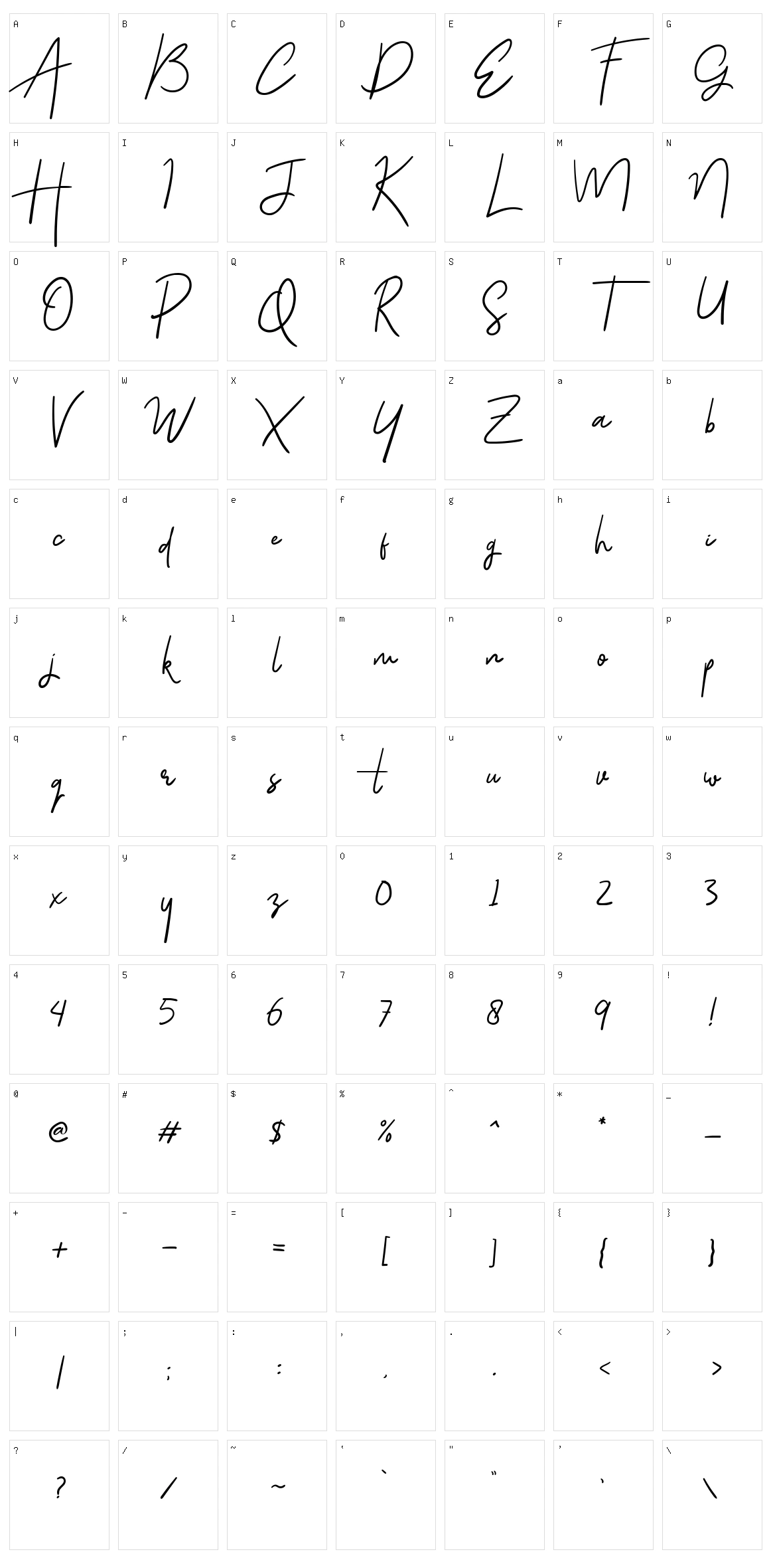 Gloriant Signature Character Set