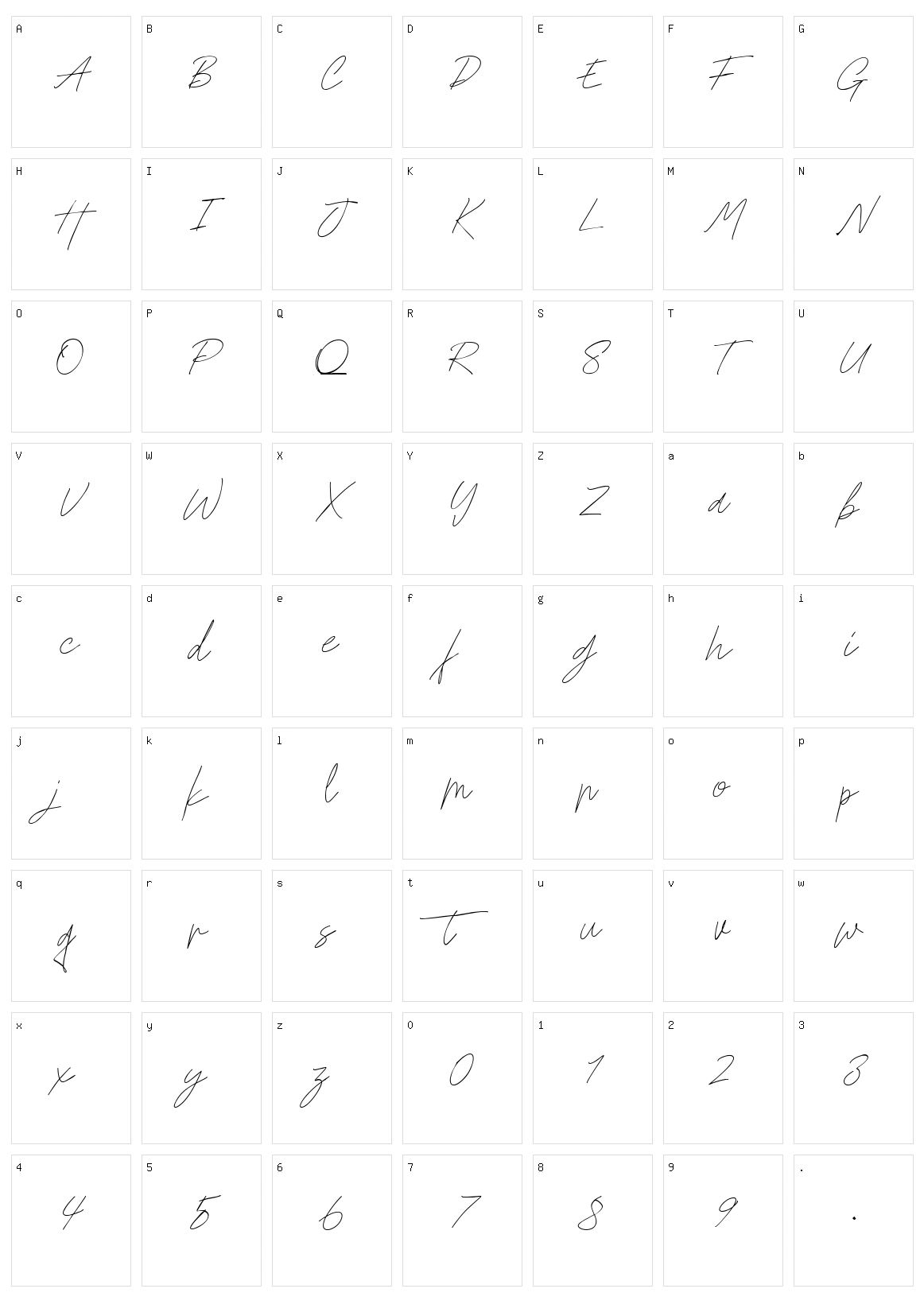 Godwit Signature Character Set