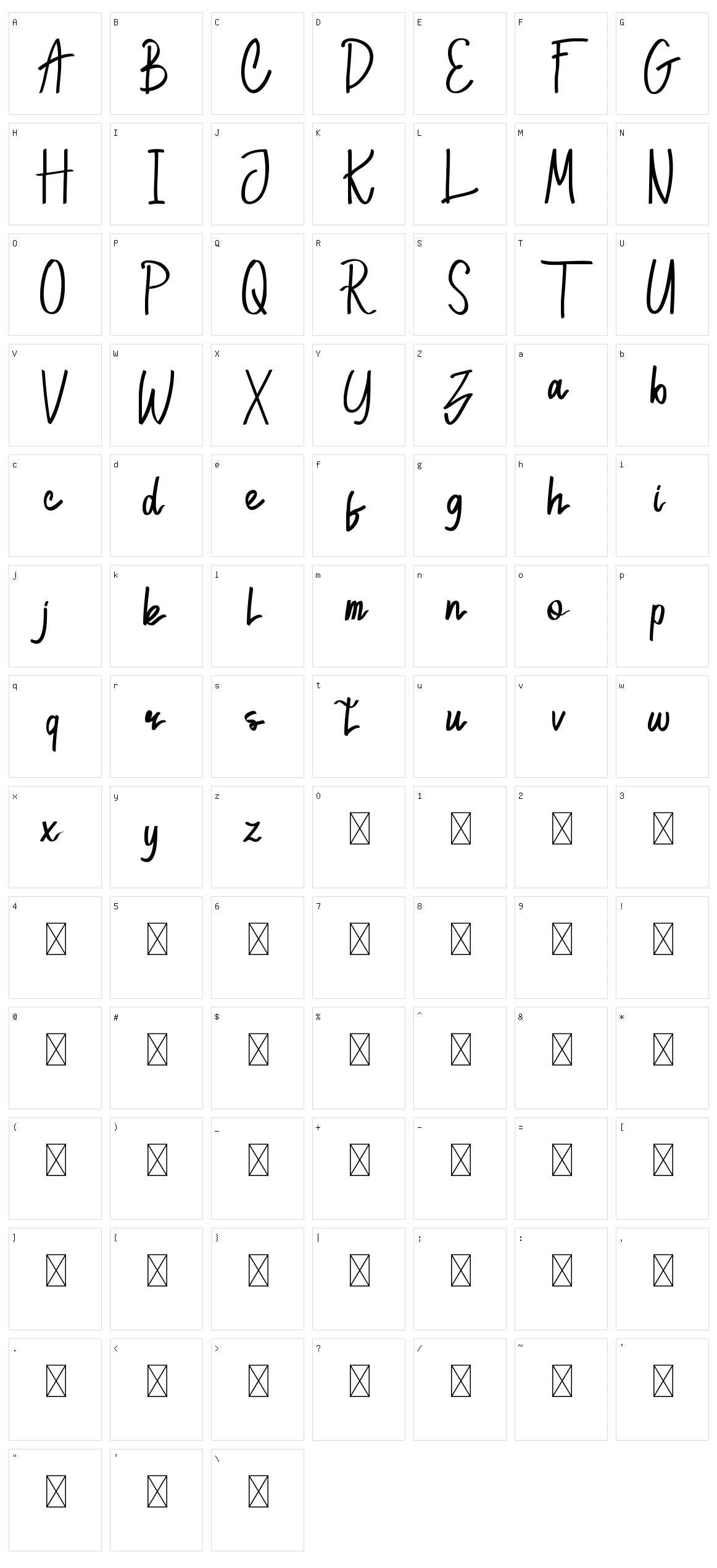 Gonlotus Fangwell Script Character Set