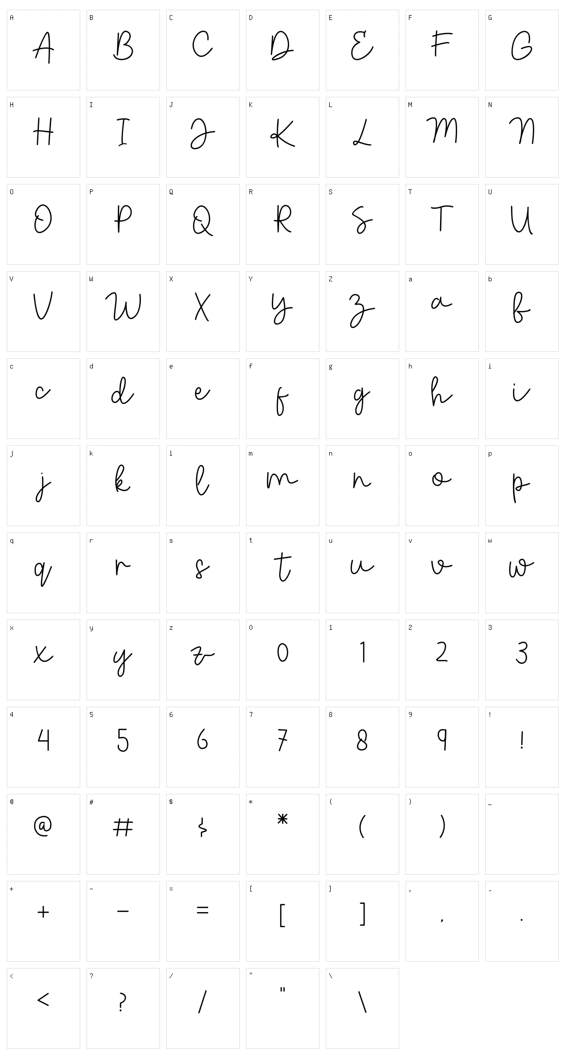 Gradiola Character Set