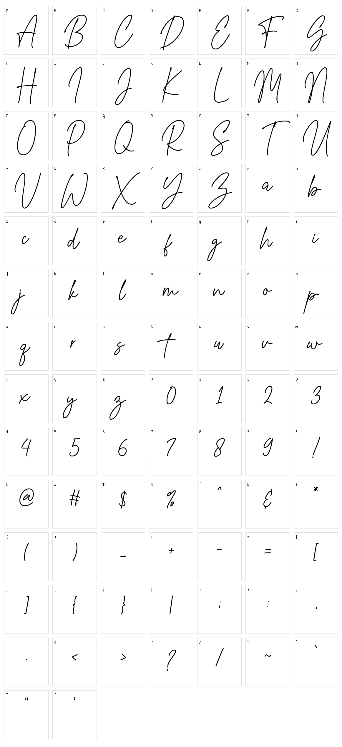 Grayscale Signature Character Set