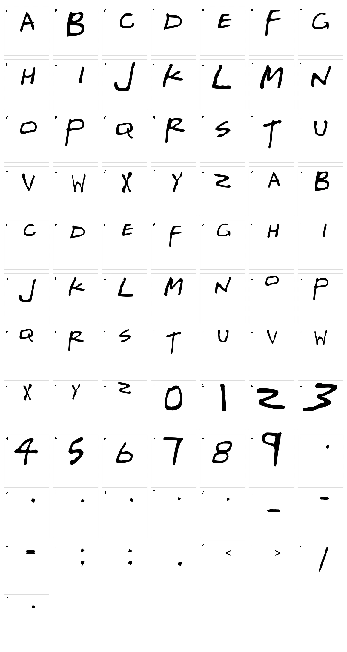 Gregor Miller's Friends Font Character Set