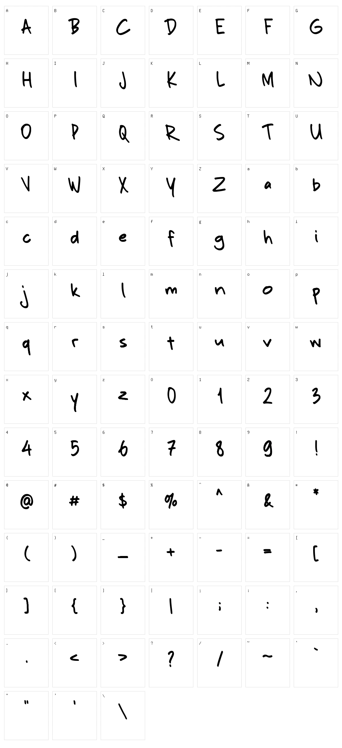 Grimnotes Character Set
