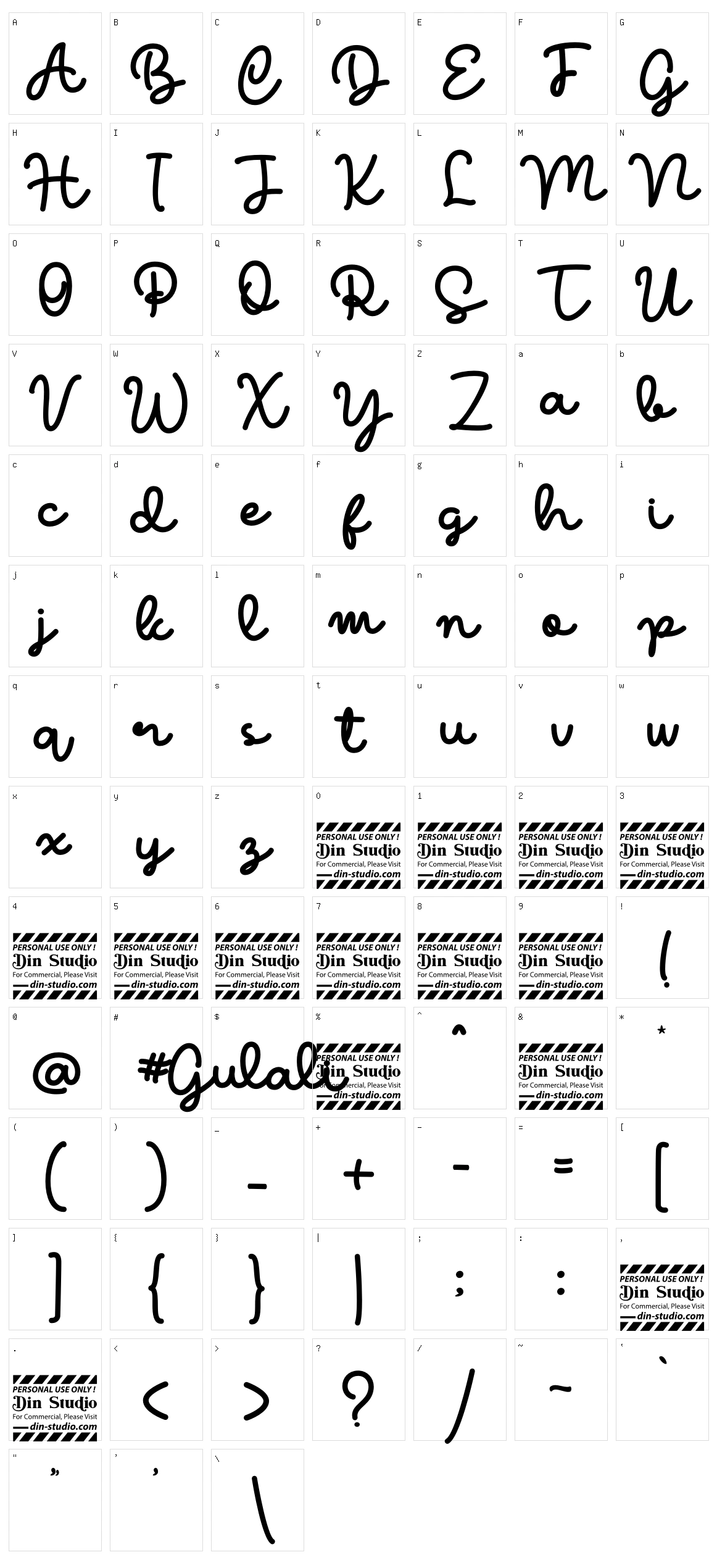 Gulali Character Set
