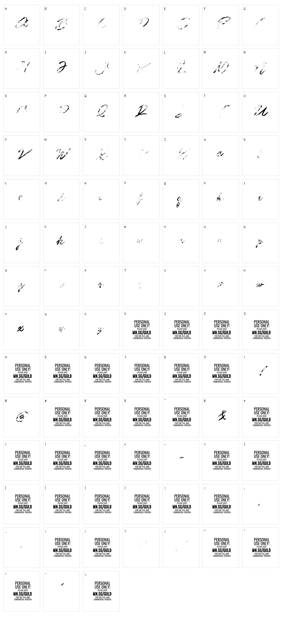 Guld Script Color Character Set