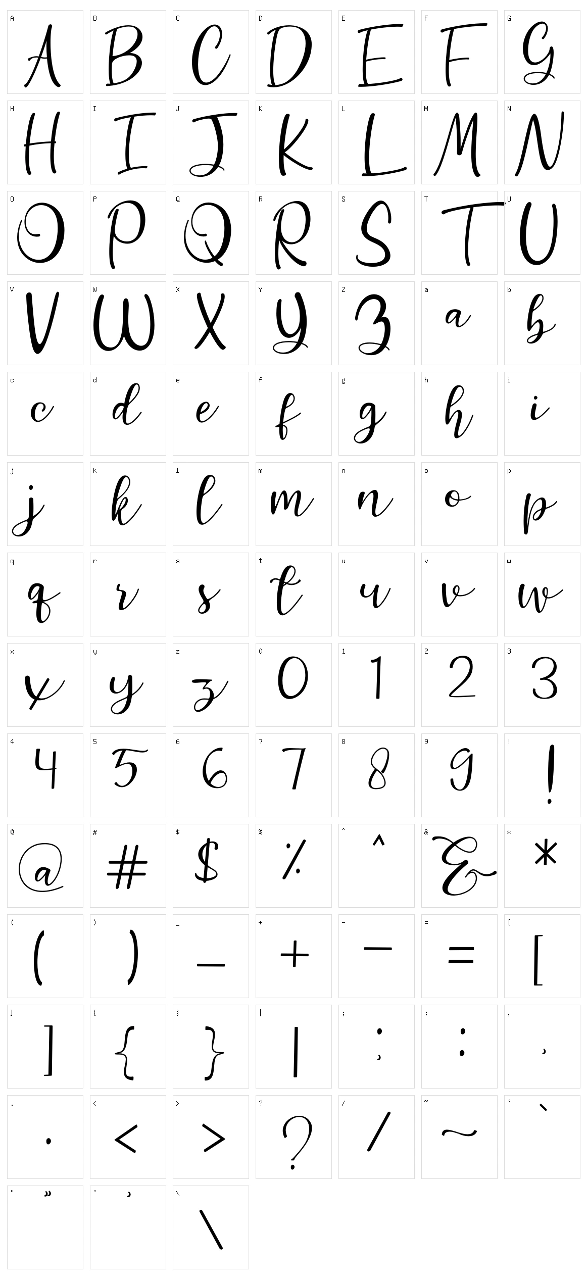 Guttenly Character Set