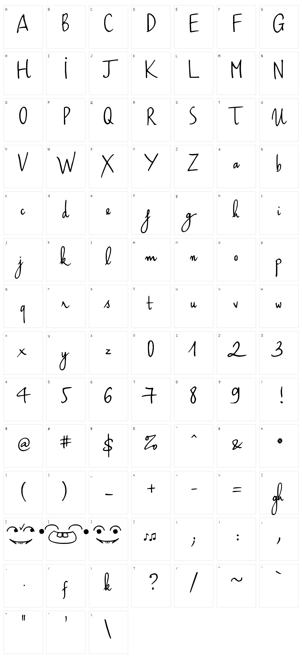Haikus Script Character Set