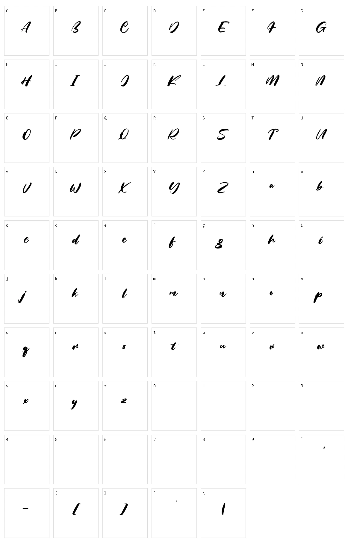 Halley Parades Script Character Set