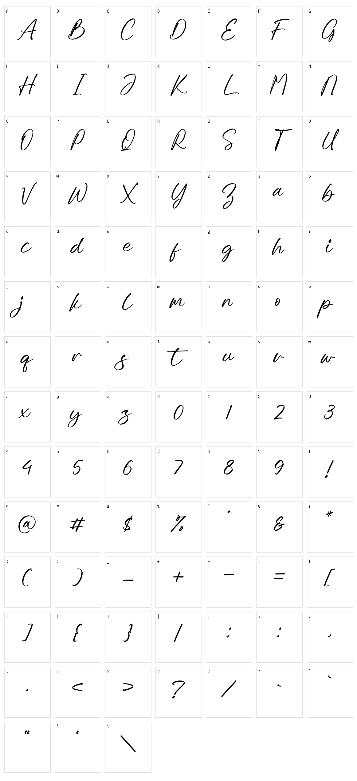 Hallight Character Set