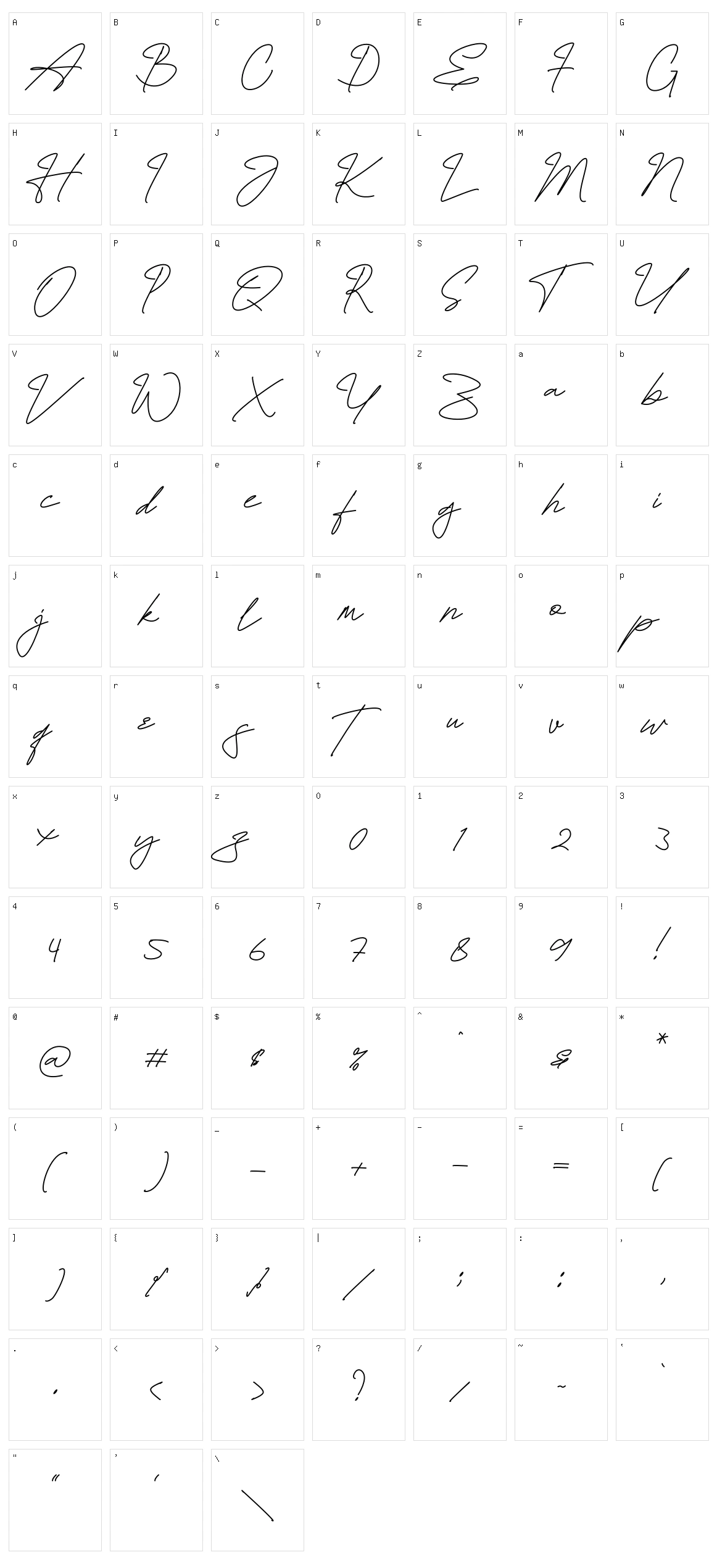 Hamiltton Signature Character Set