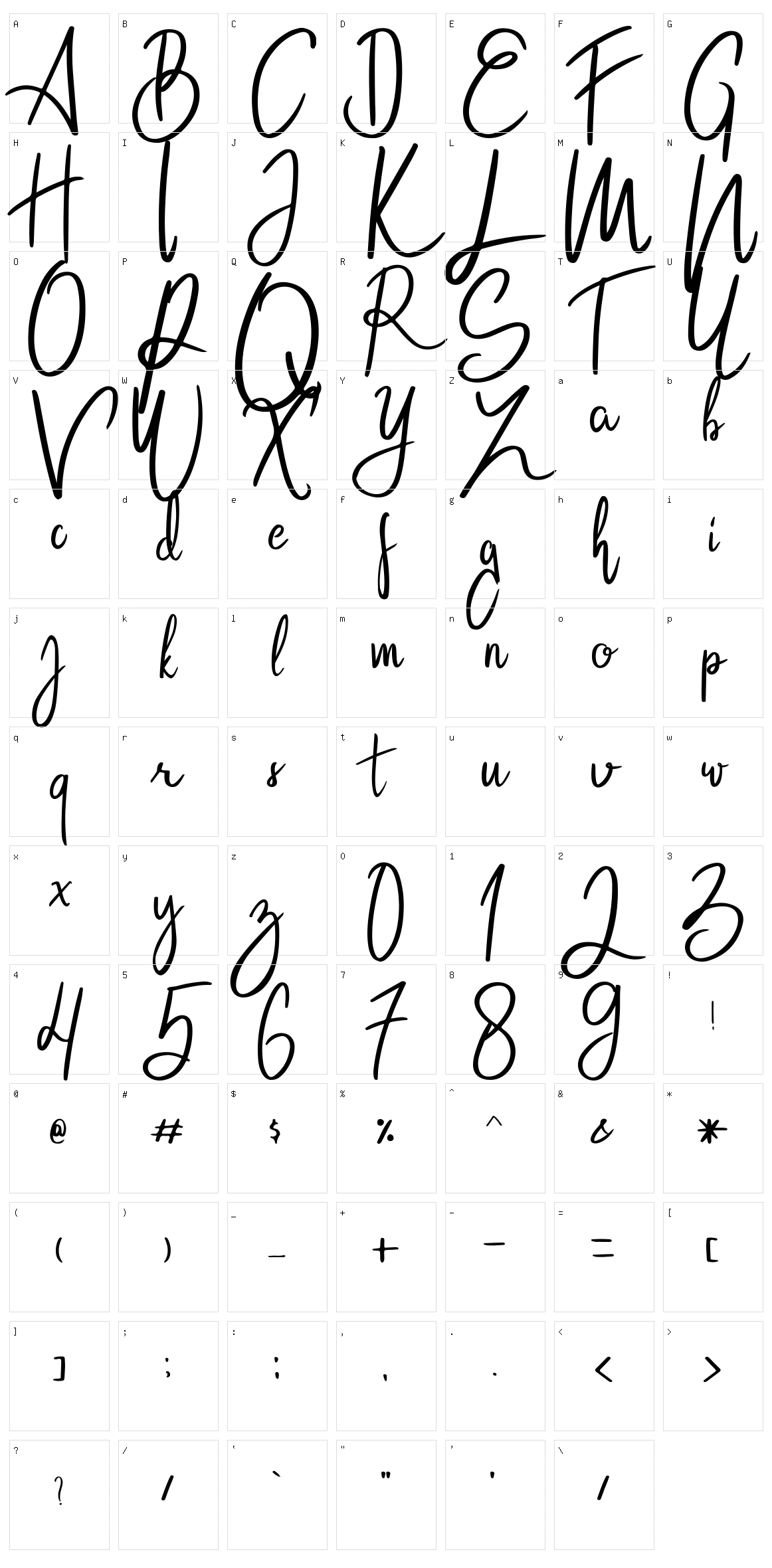 Hanabi Script Character Set