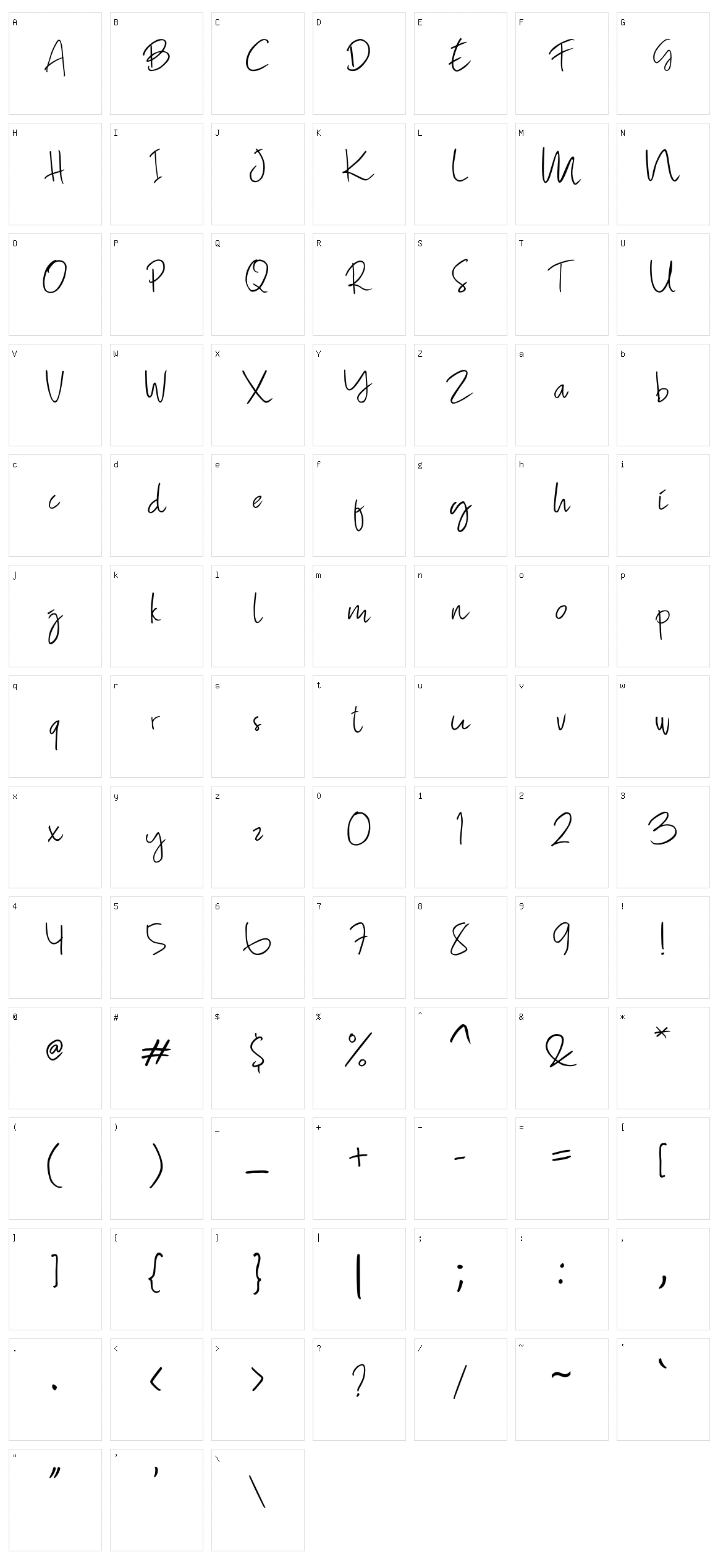 Hand Note Character Set