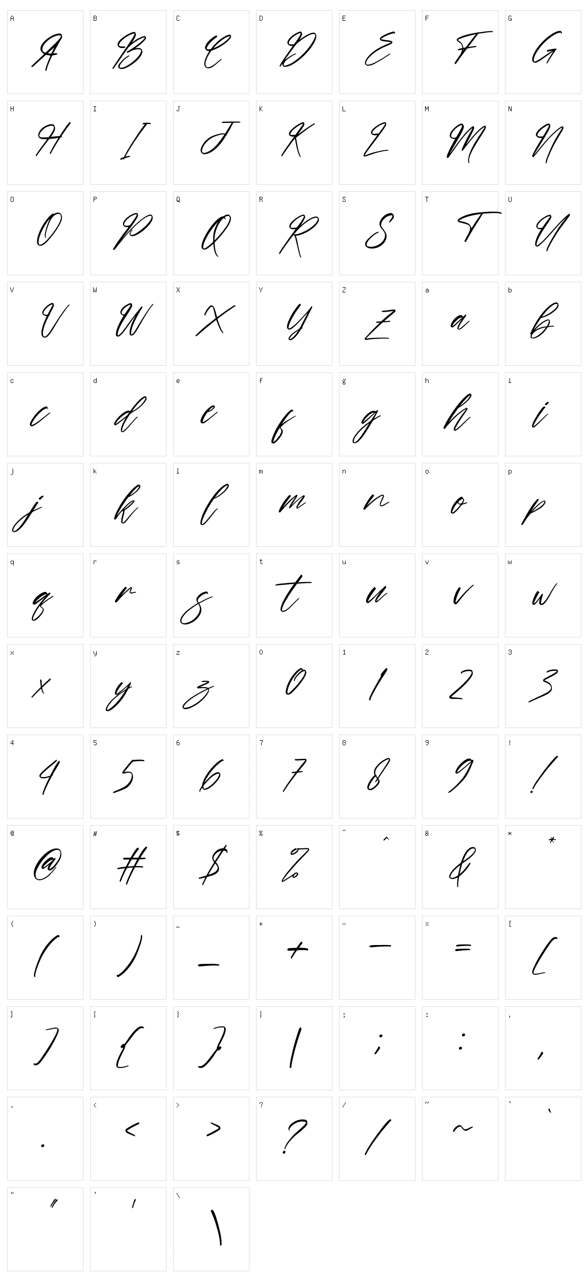 Hand Script Character Set